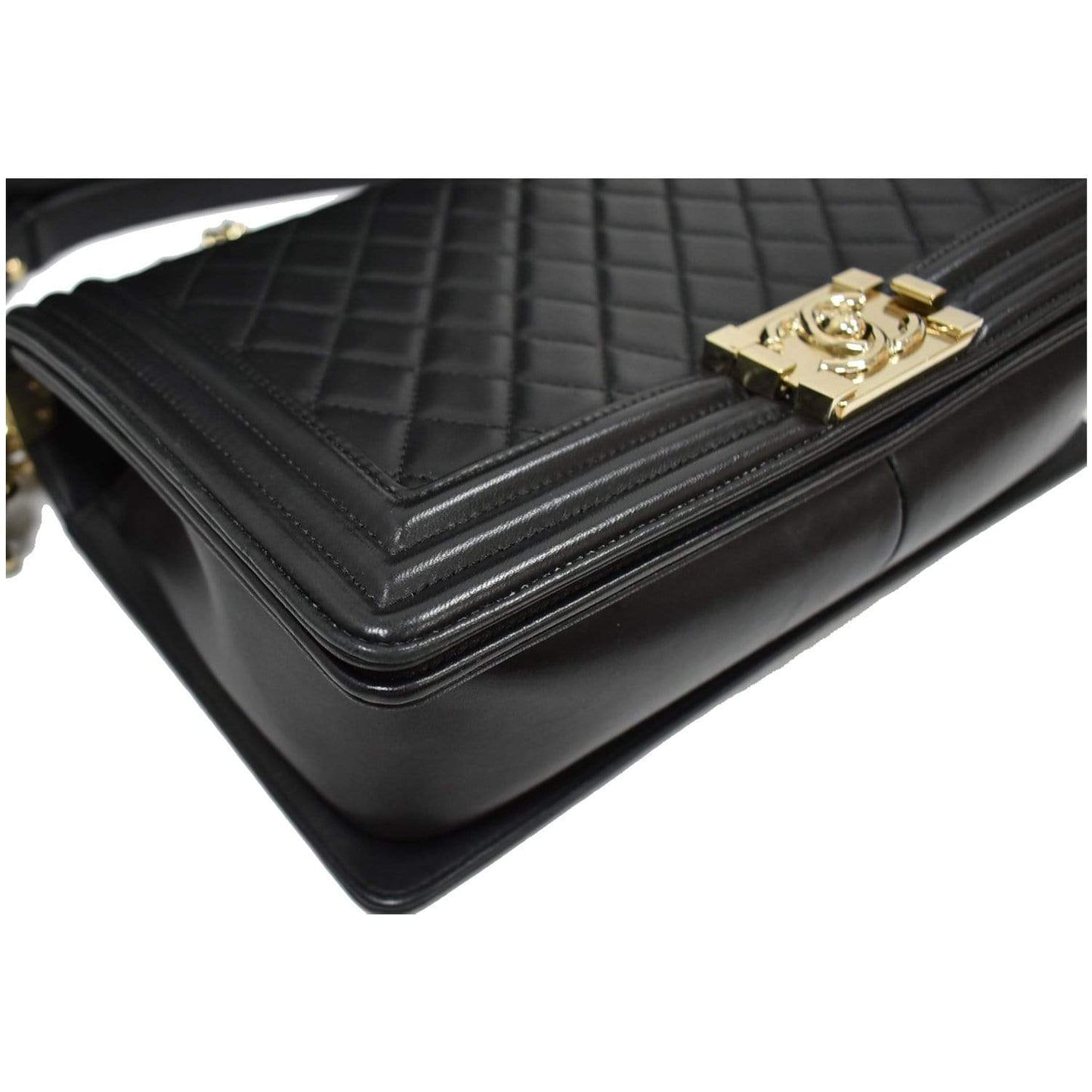 CHANEL Medium Boy Flap Lambskin Leather Shoulder Bag Black