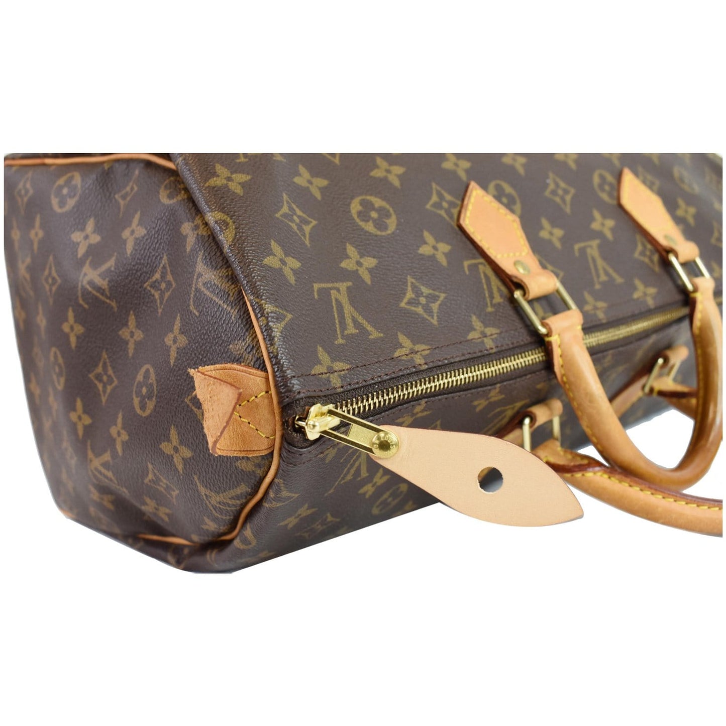 LOUIS VUITTON Speedy 40 Monogram Canvas Satchel Bag Brown