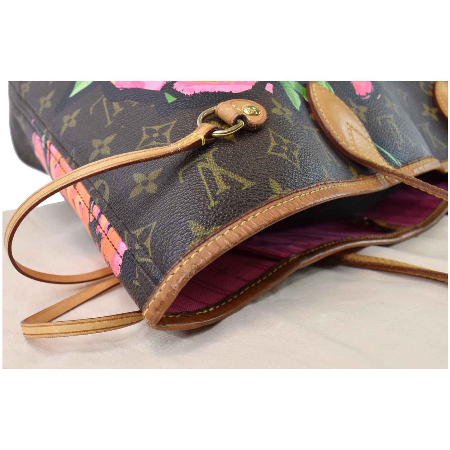 LOUIS VUITTON Neverfull MM Roses Monogram Canvas Shoulder Bag Brown