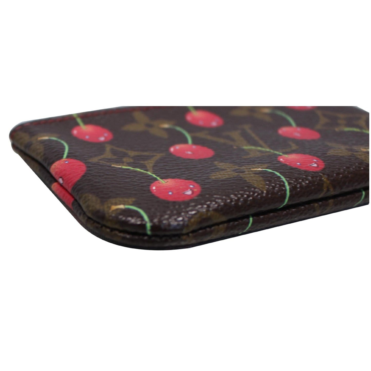 LOUIS VUITTON Key Pouch Cerises Cherry Monogram Coin Purse Brown