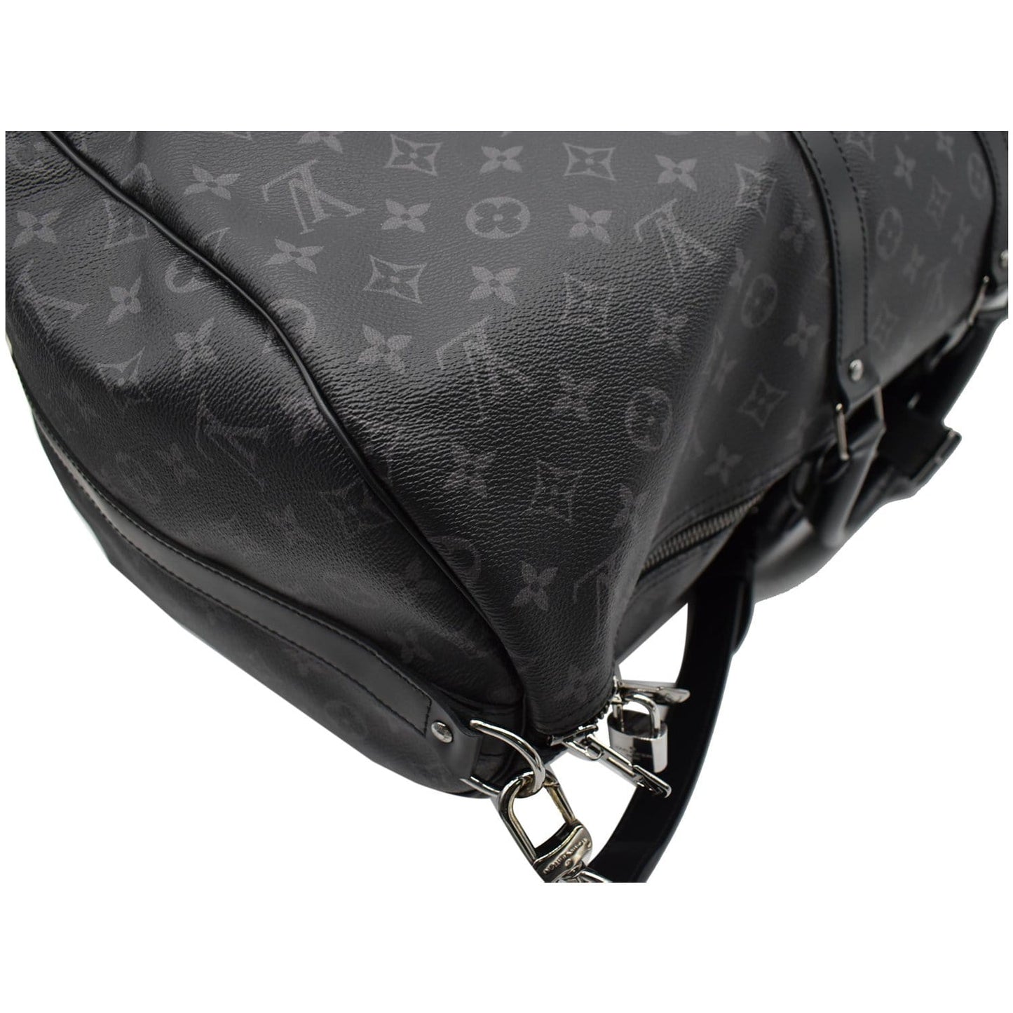 LOUIS VUITTON Keepall 55 Bandouliere Monogram Eclipse Travel Bag Black
