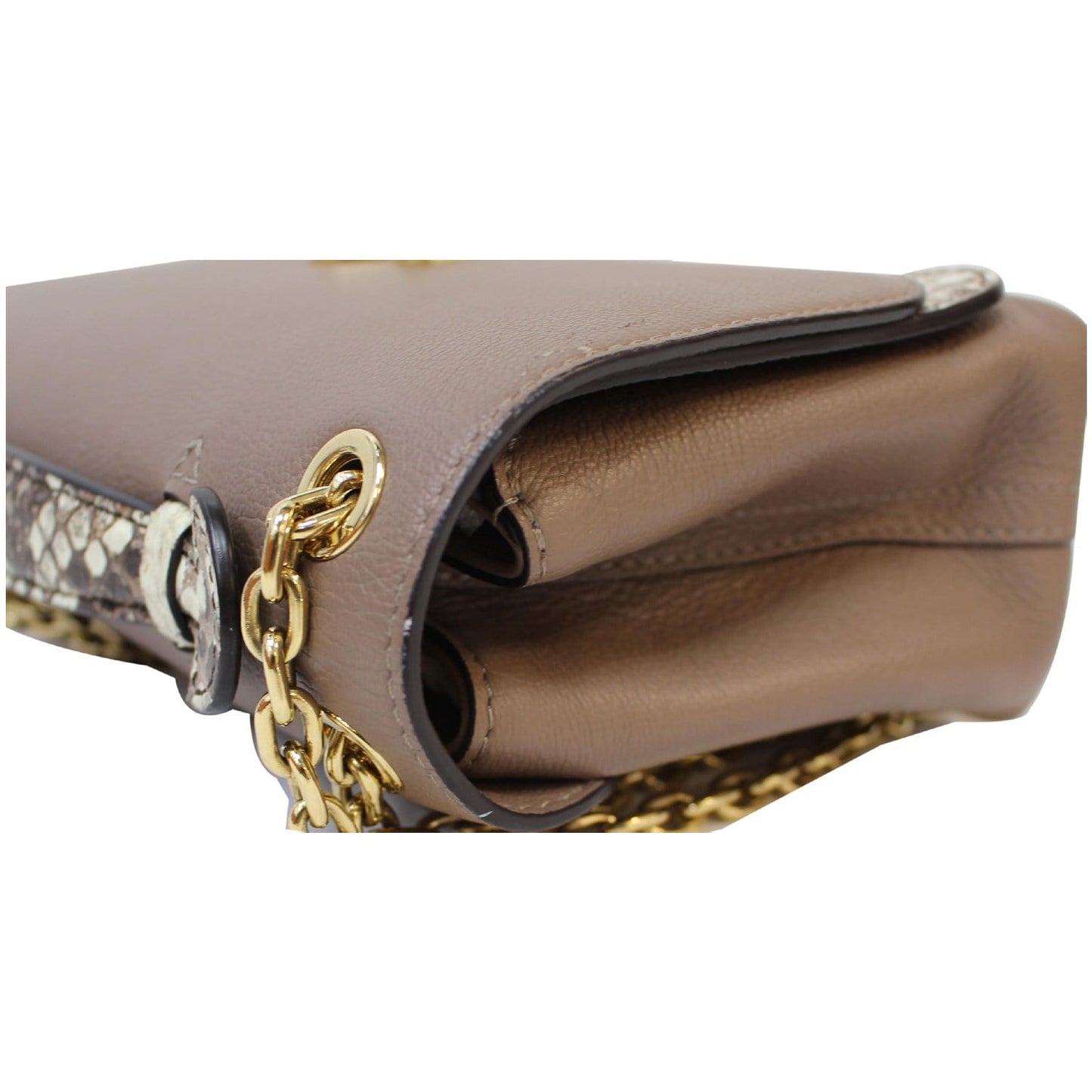 LOUIS VUITTON Python Very Chain Leather Shoulder Bag Taupe
