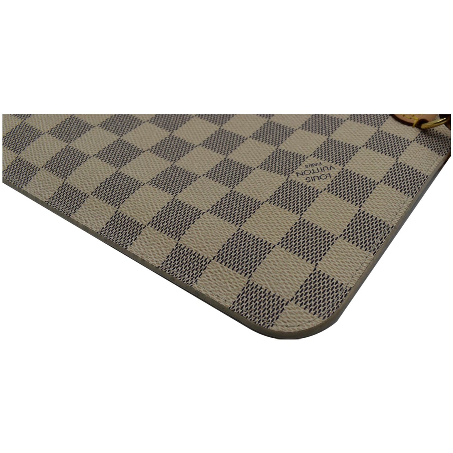 LOUIS VUITTON Neverfull MM Damier Azur Pochette Wristlet Pouch White