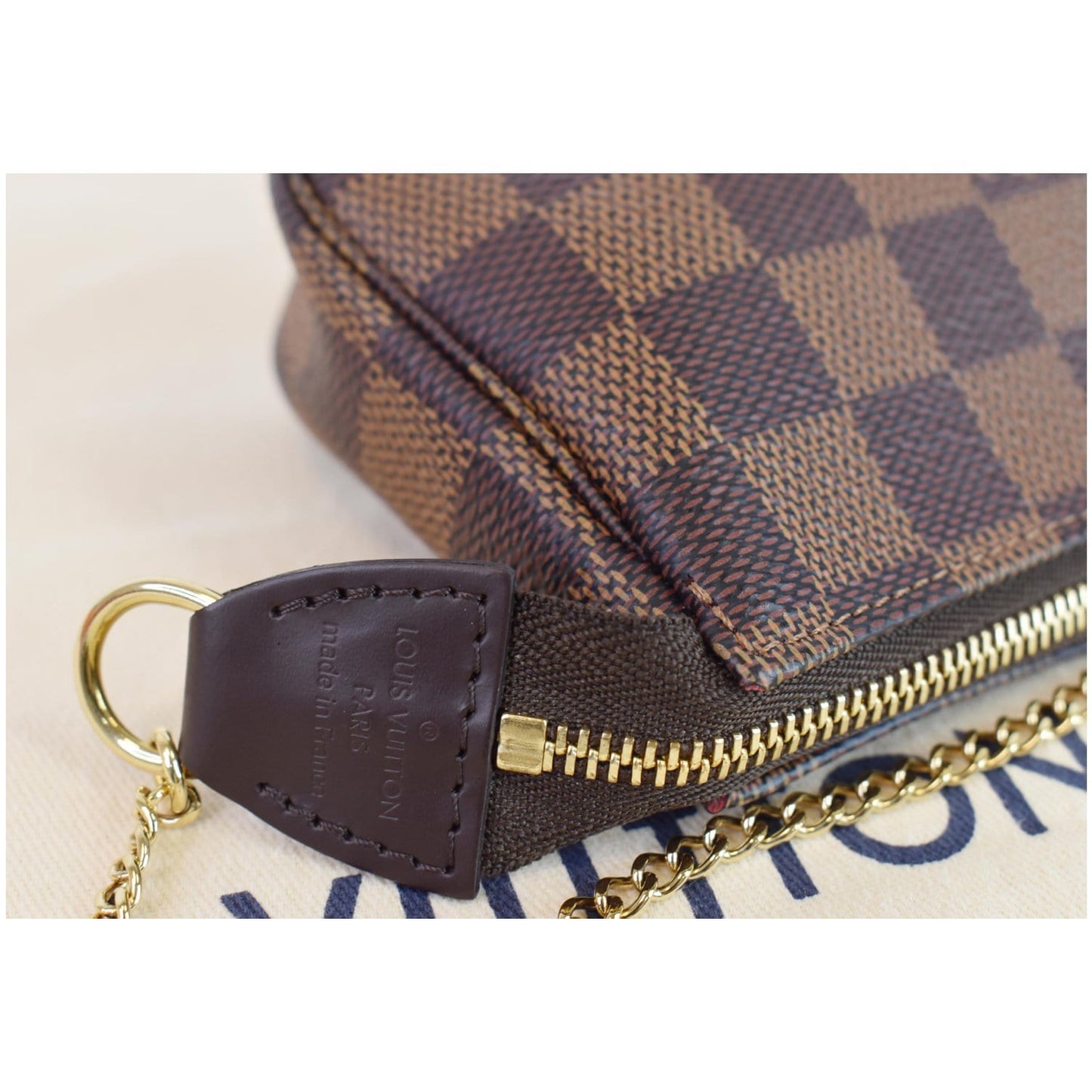 LOUIS VUITTON Mini Pochette Damier Ebene Accessories Pouch Brown