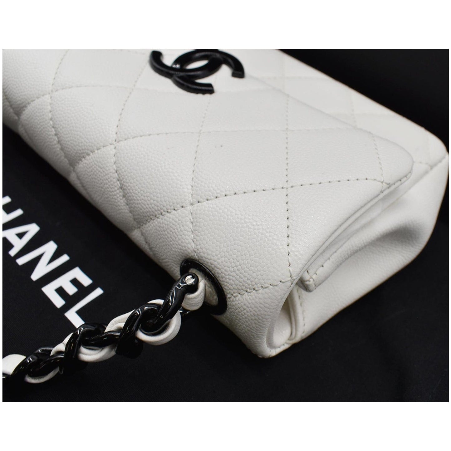 CHANEL My Everything Small Caviar Quilted Leather Flap Shoulder Bag White