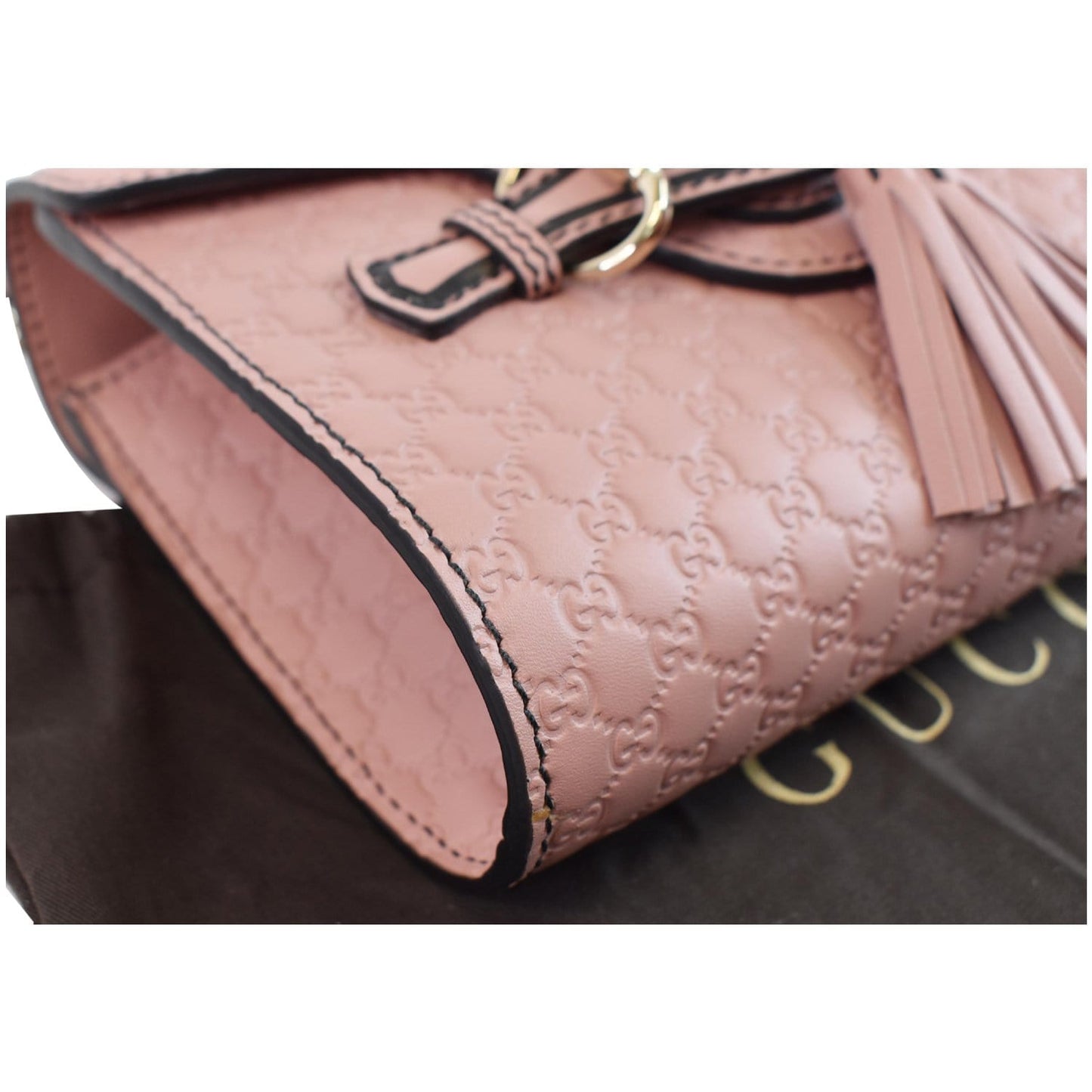 GUCCI Emily Mini Micro GG Guccissima Leather Shoulder Bag Pink 449636