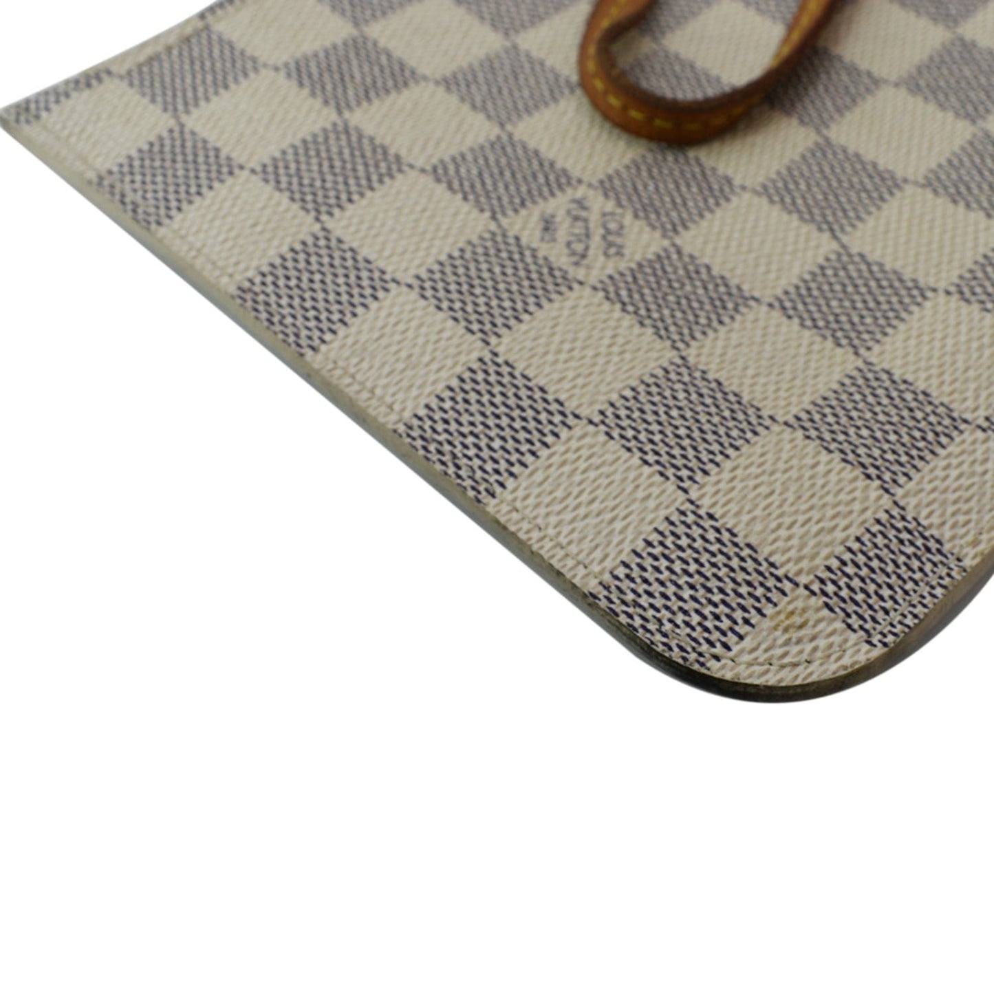 LOUIS VUITTON Neverfull  Damier Azur Pochette Wristlet Pouch White