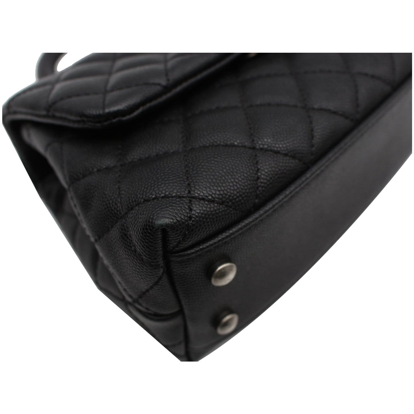 CHANEL Coco Mini Top Lizard Handle Caviar Leather Shoulder Bag Black
