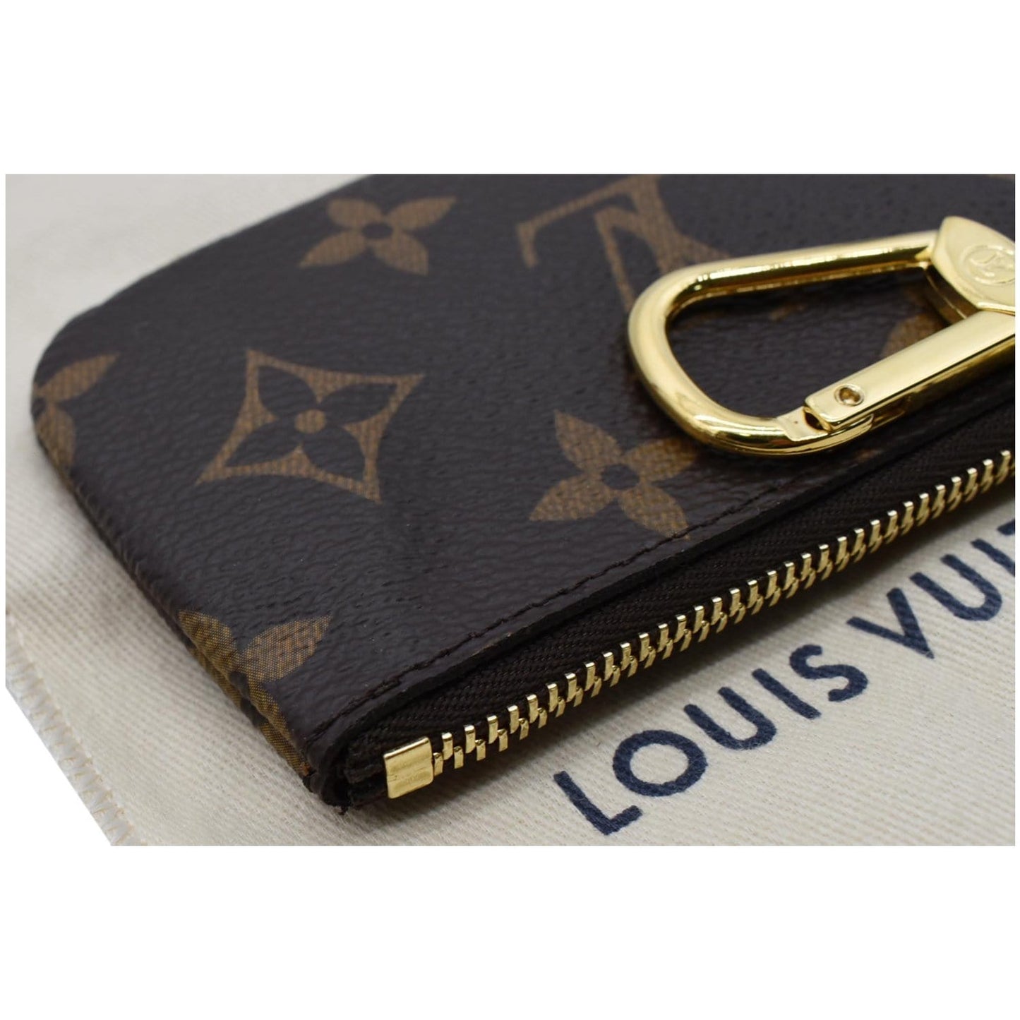 LOUIS VUITTON Pochette Key Cles Monogram Canvas Coin Case Brown