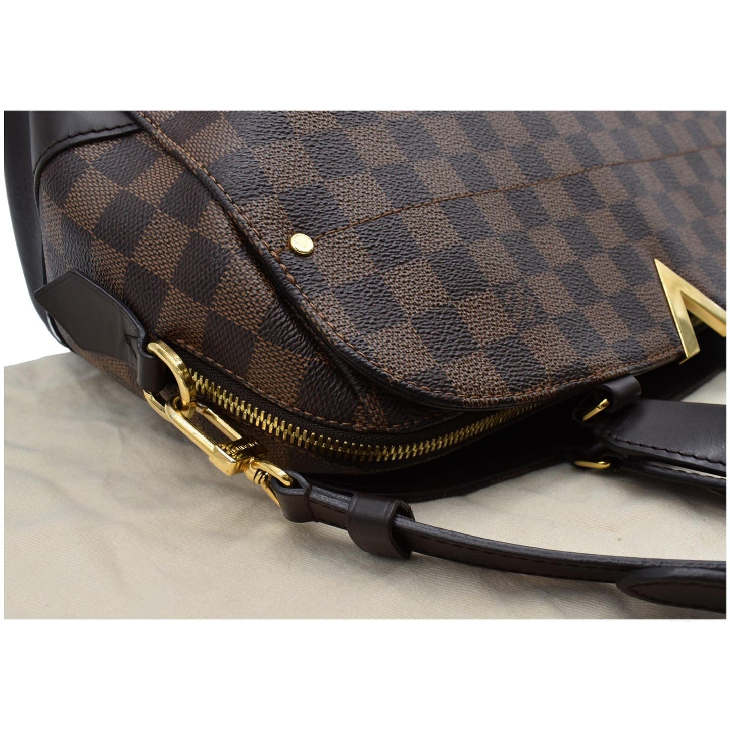 LOUIS VUITTON Kensington Bowling Damier Ebene Satchel Bag Brown
