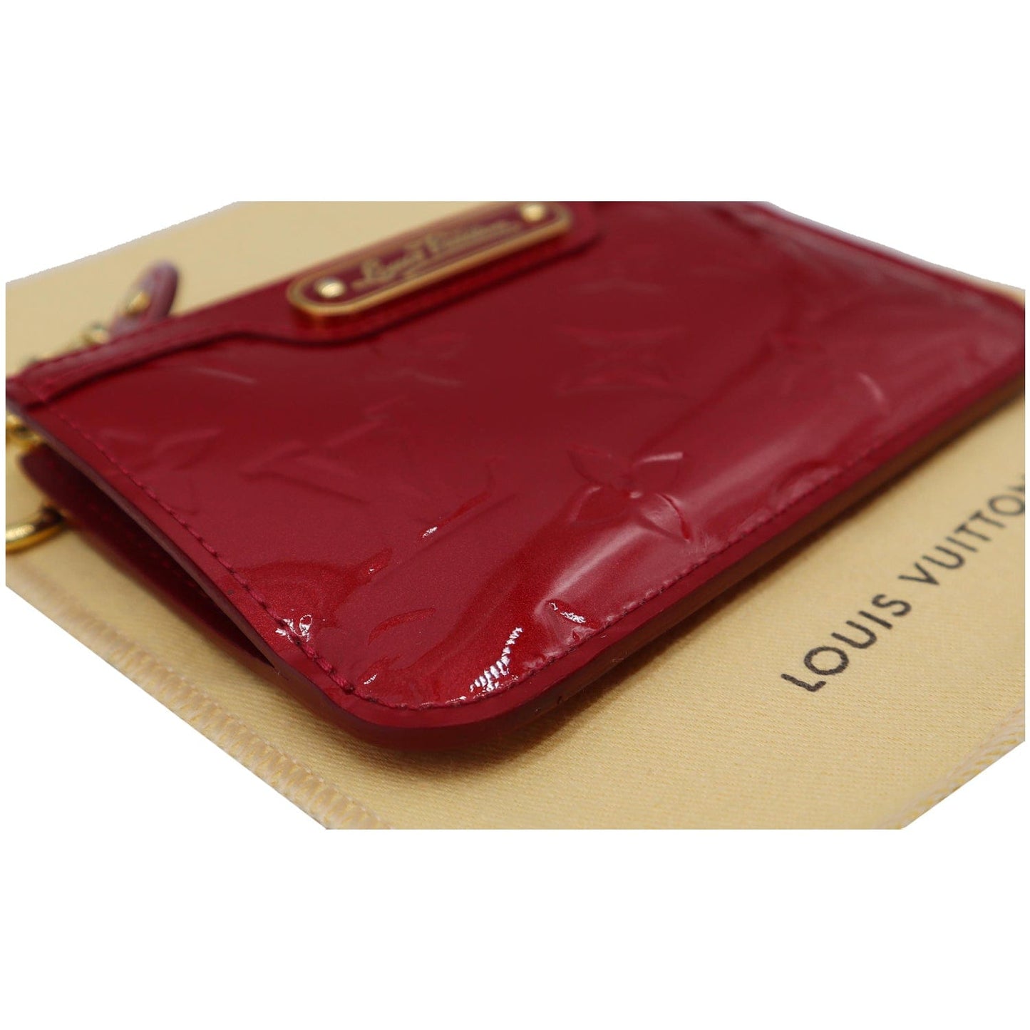 LOUIS VUITTON Pochette Key Cles Monogram Vernis Coin Case Red