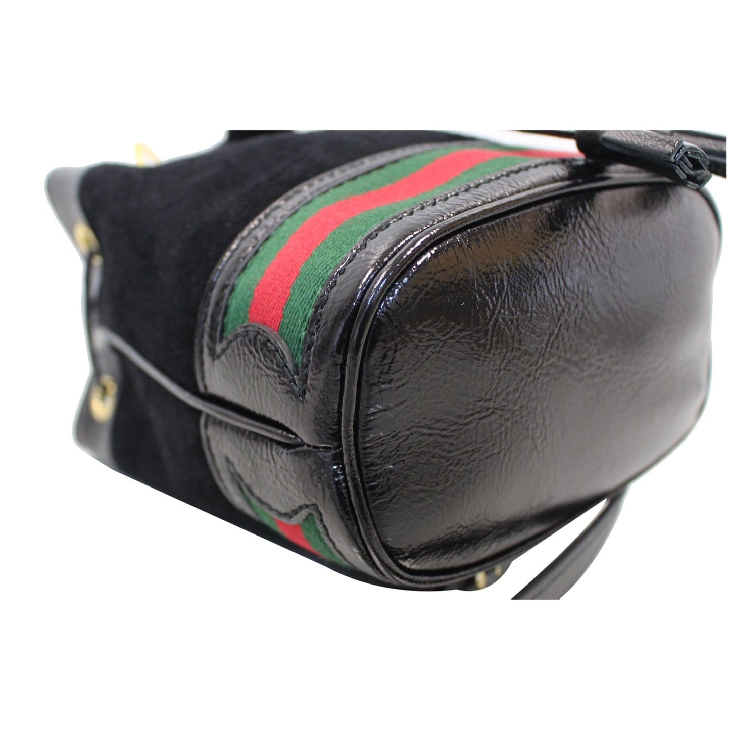 GUCCI Ophidia Mini Textured Leather Trimmed Suede Bucket Bag Black 550620 - 15% OFF