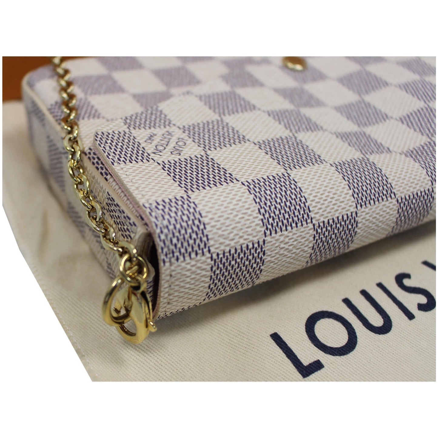 LOUIS VUITTON Pochette Felicie Damier Azur Crossbody Bag White