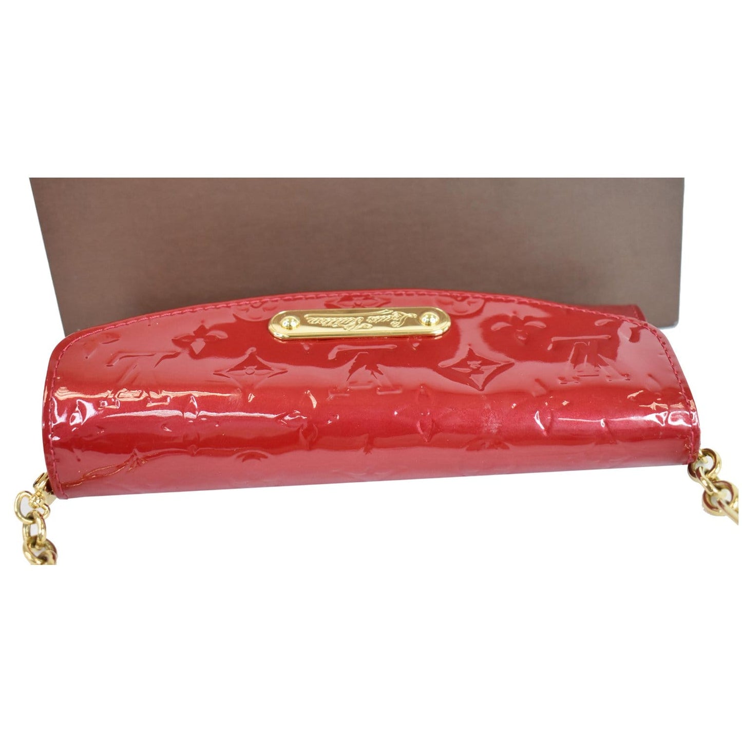 LOUIS VUITTON Sunset Boulevard Monogram Vernis Shoulder Bag Red