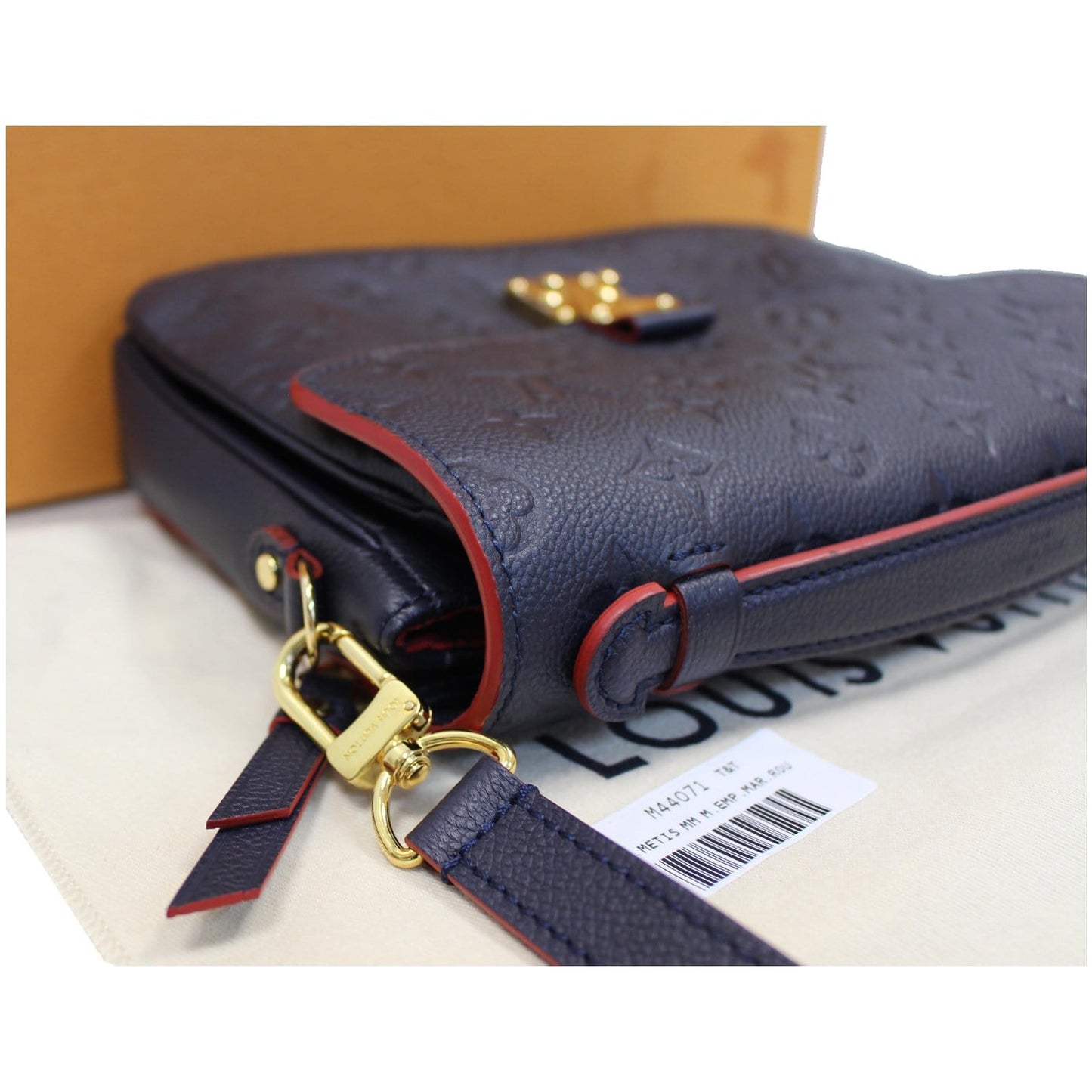 LOUIS VUITTON Metis Pochette Empreinte Leather Crossbody Bag Blue