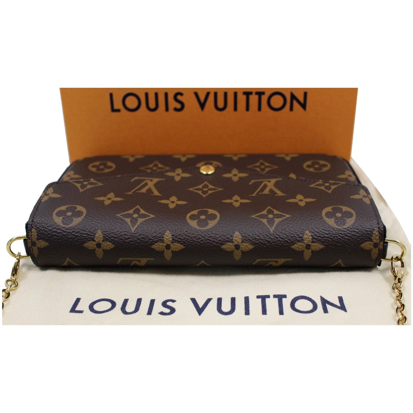LOUIS VUITTON Pochette Felicie Monogram Canvas Crossbody Bag Brown