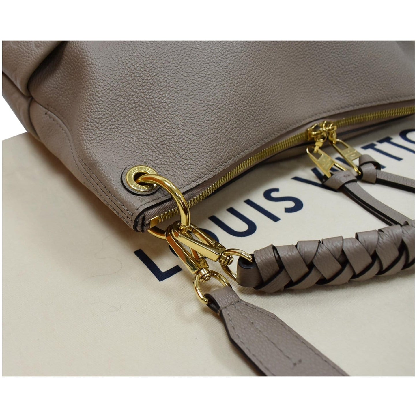 LOUIS VUITTON Maida Monogram Empreinte Leather Hobo Shoulder Bag Tourterelle