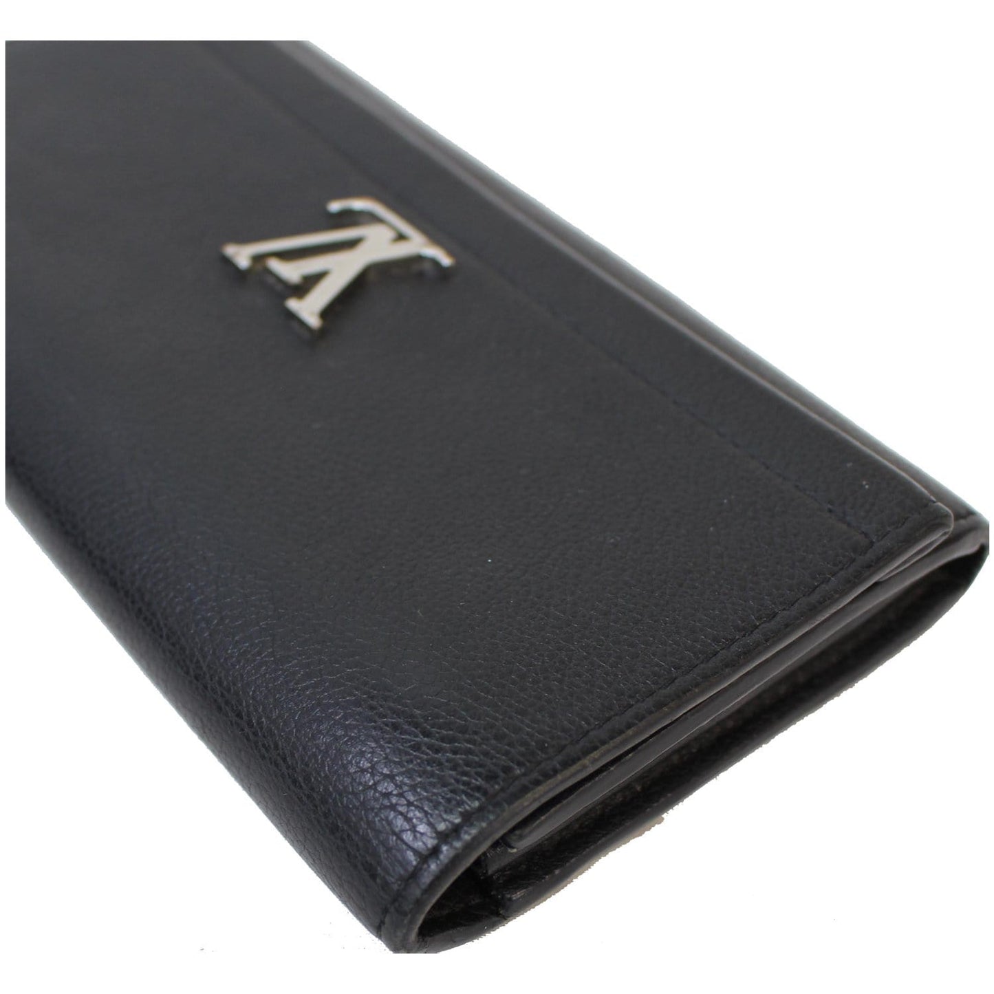 LOUIS VUITTON Lockme II Calfskin Leather Wallet Black