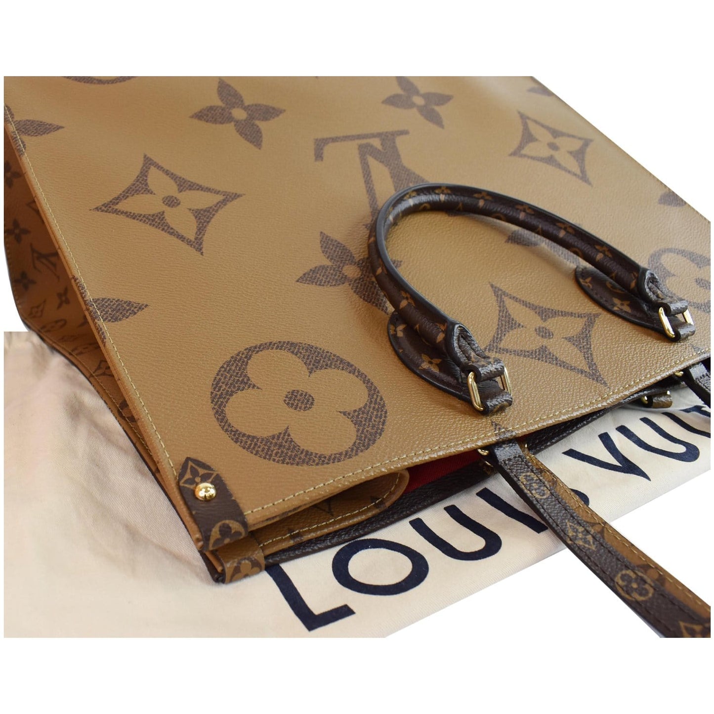 LOUIS VUITTON Onthego GM Reverse Monogram Giant Canvas Shoulder Bag Brown