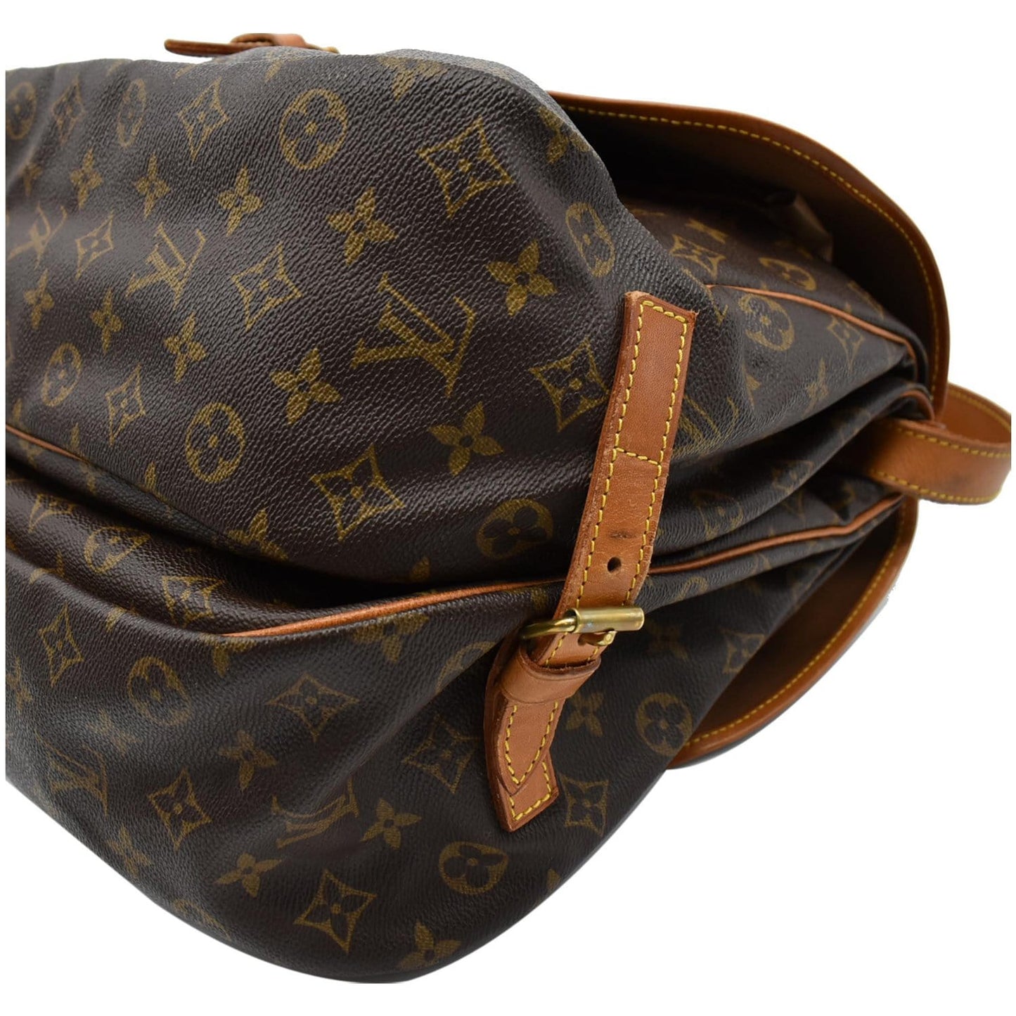 LOUIS VUITTON Saumur 35 Monogram Canvas Shoulder Bag Brown