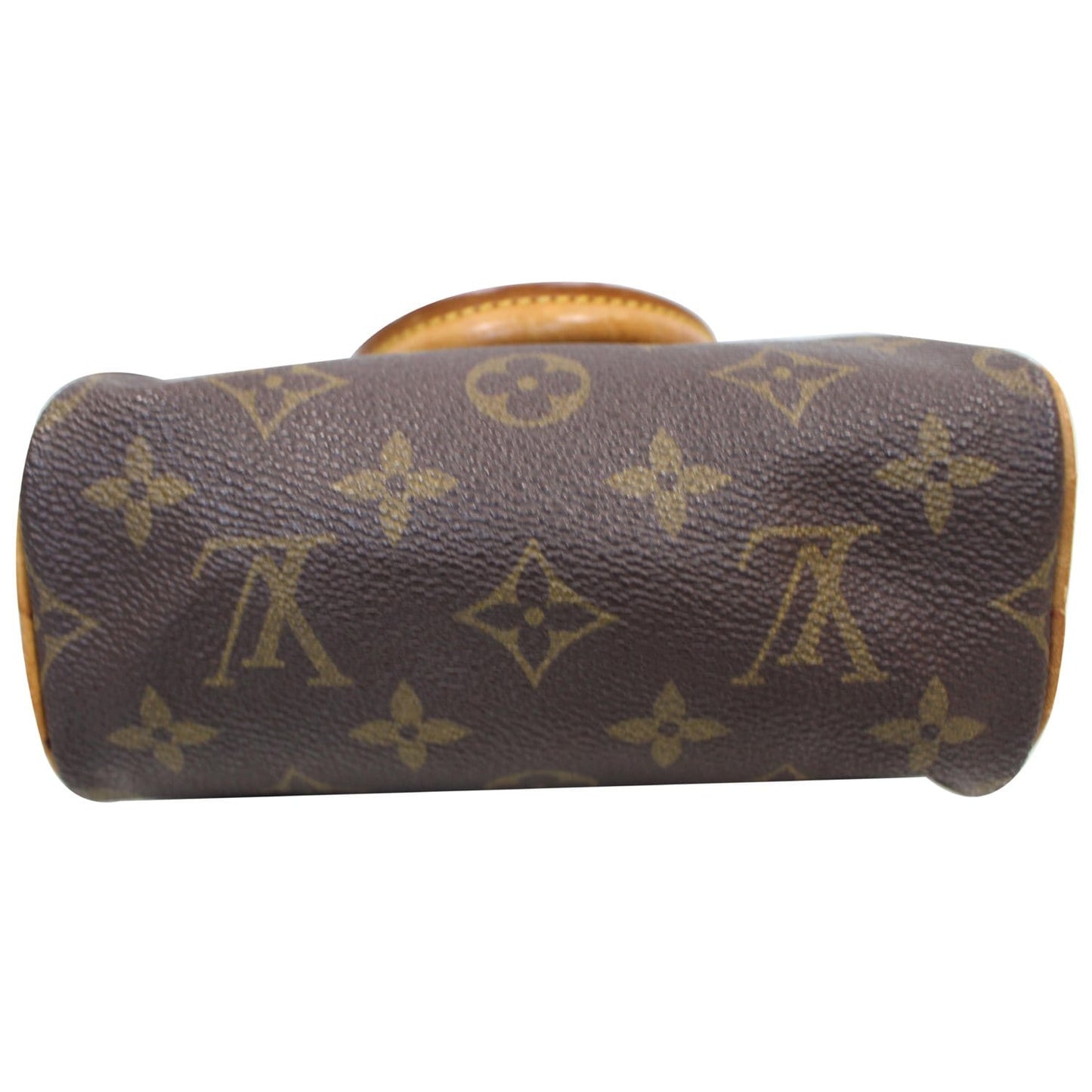 LOUIS VUITTON Mini Speedy Monogram Canvas Satchel Bag Brown