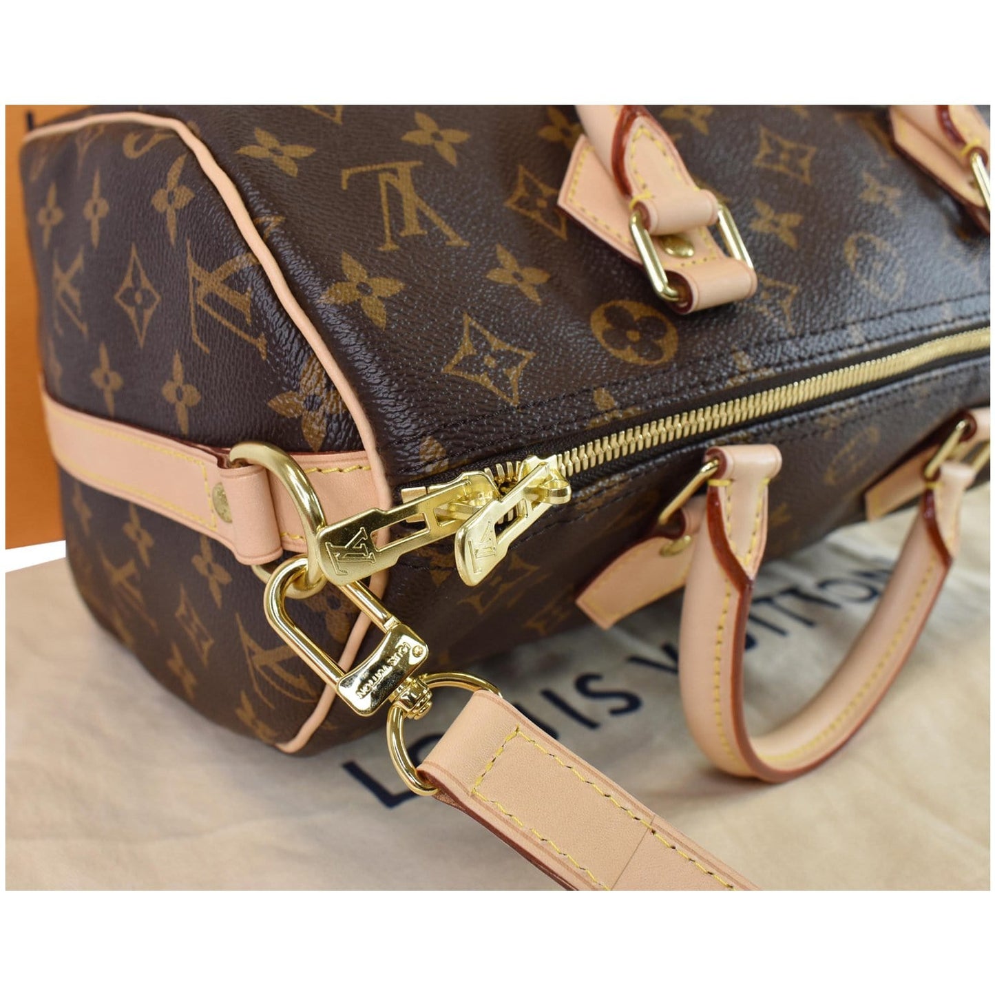 LOUIS VUITTON Speedy 30 Bandouliere Monogram Canvas Shoulder Bag Brown