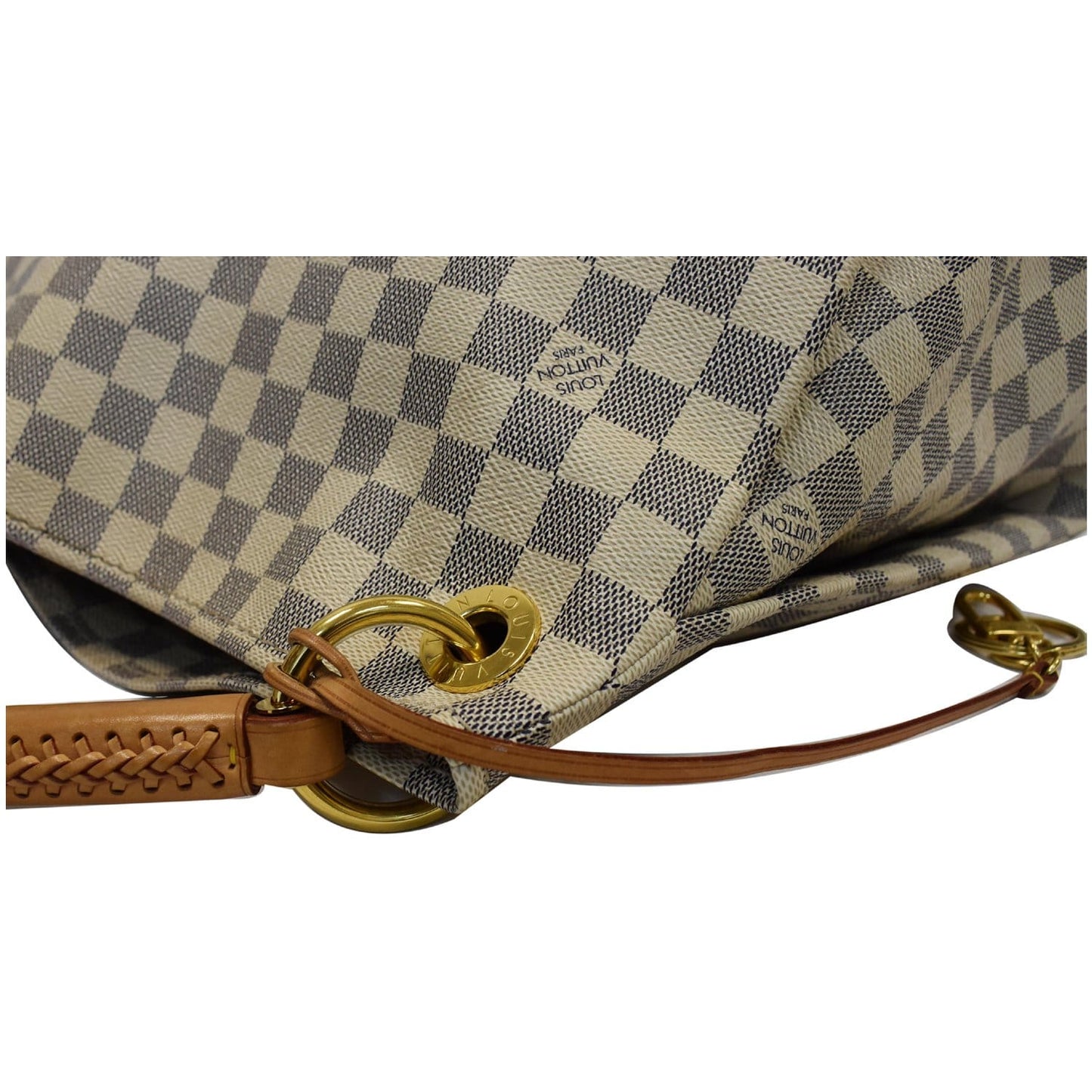 LOUIS VUITTON Artsy MM Damier Azur Shoulder Bag White