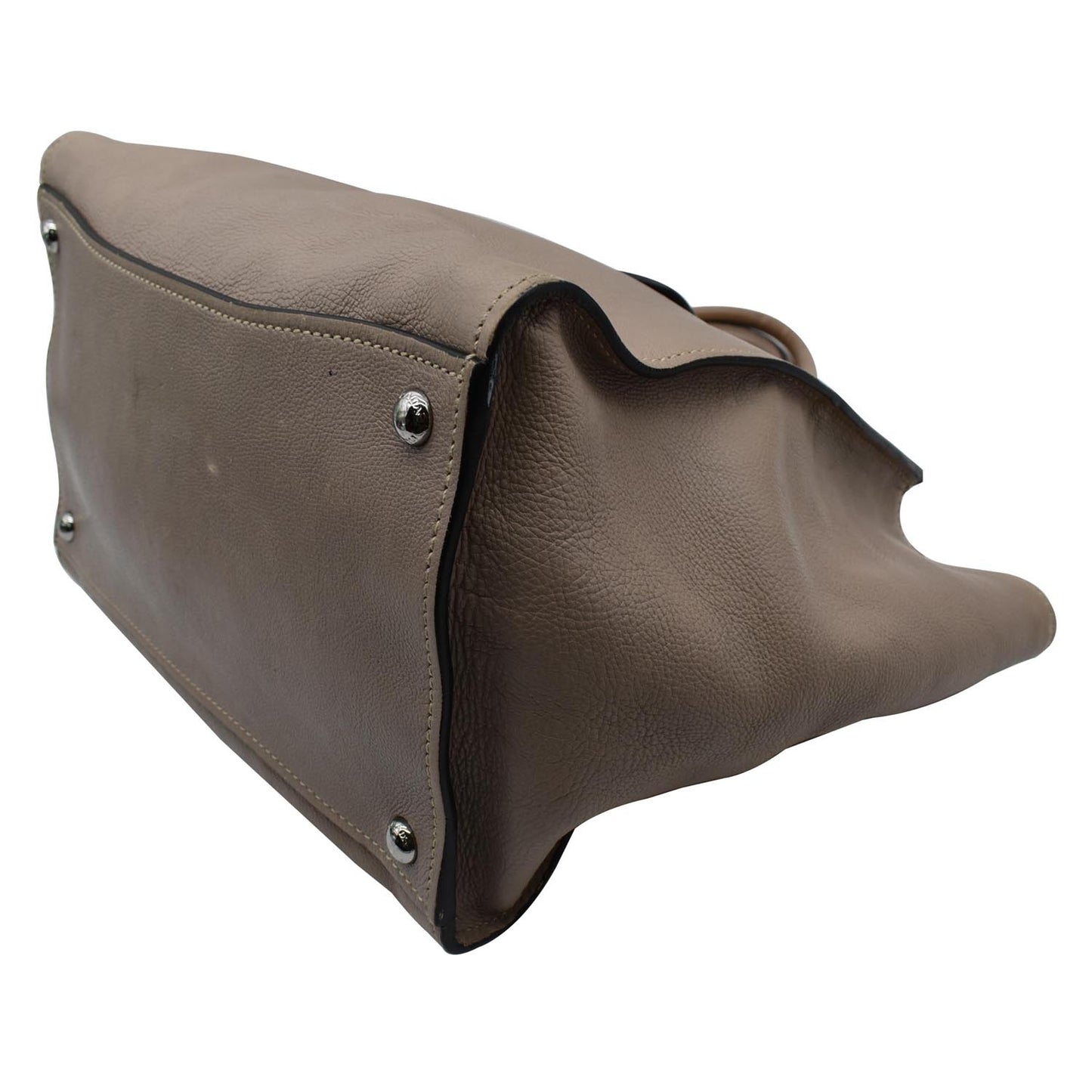 PRADA City Twin Pocket Calf Leather Tote Shoulder Bag Taupe