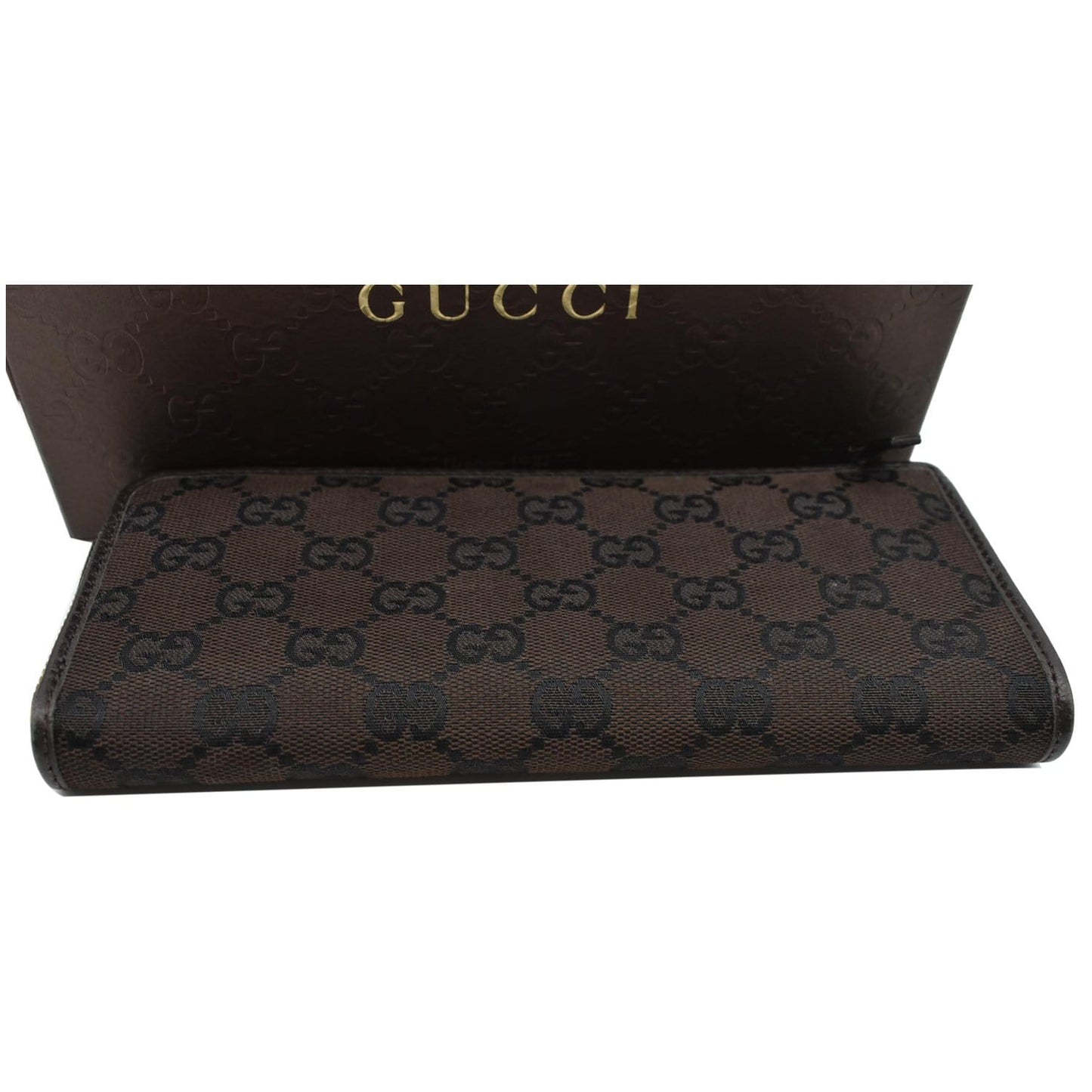 GUCCI GG Canvas Zip Around Wallet Brown 268917
