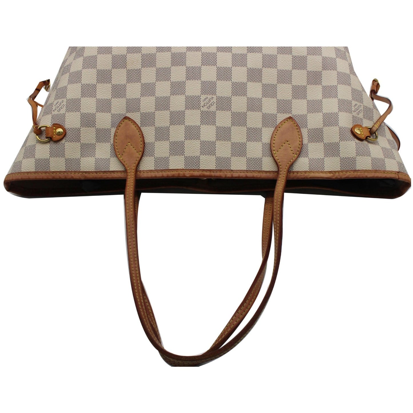 LOUIS VUITTON Neverfull MM Damier Azur Tote Shoulder Bag White
