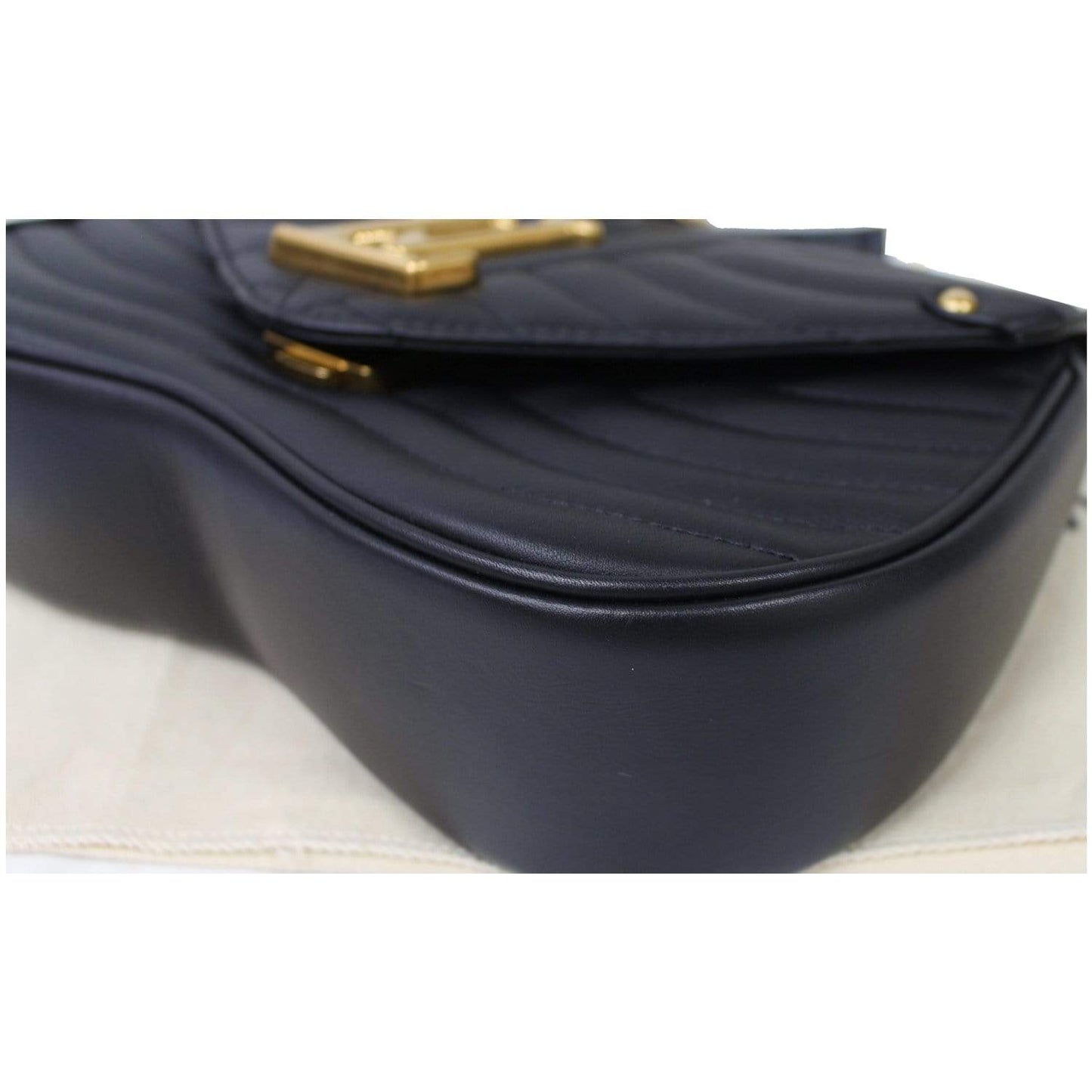 LOUIS VUITTON New Wave PM Quilted Leather Chain Crossbody Bag Black