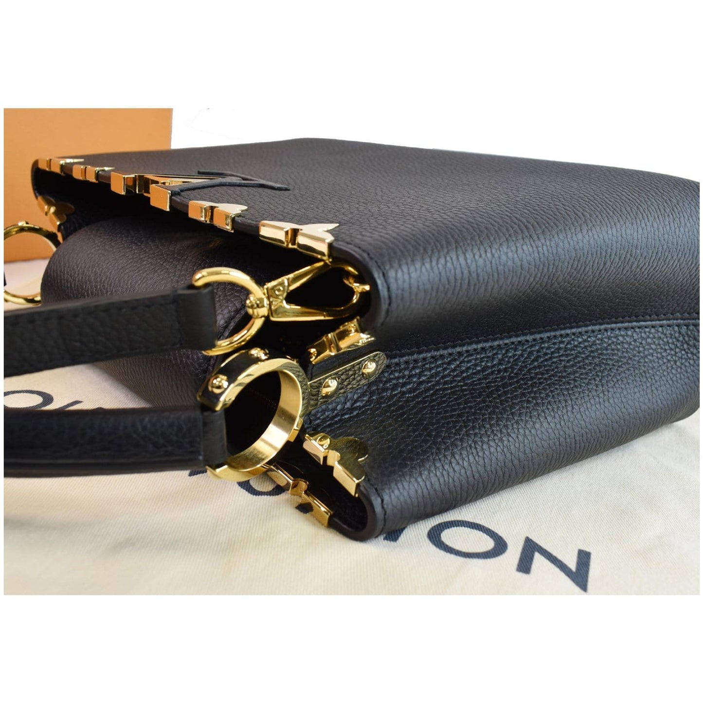 LOUIS VUITTON Capucines MM Crown Flowers Taurillon Shoulder Bag Black