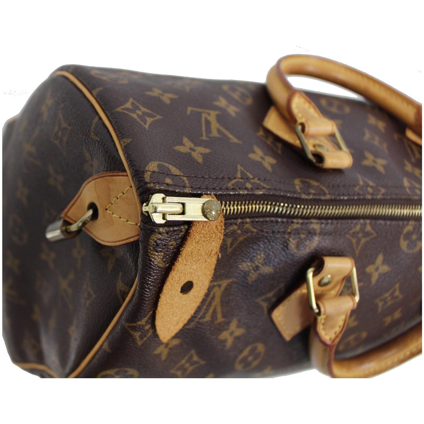 Louis Vuitton Speedy 35 Monogram Canvas Satchel Bag Brown