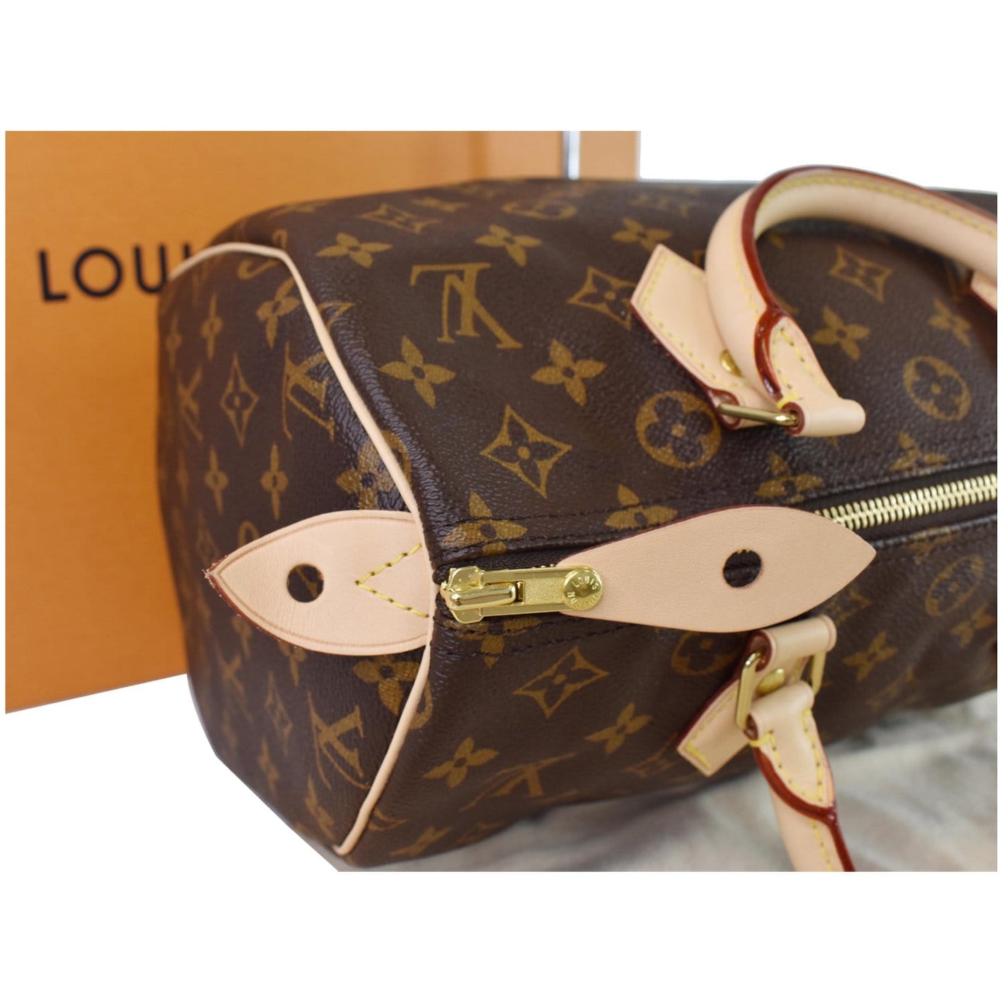 LOUIS VUITTON Speedy 30 Monogram Canvas Satchel Bag Brown