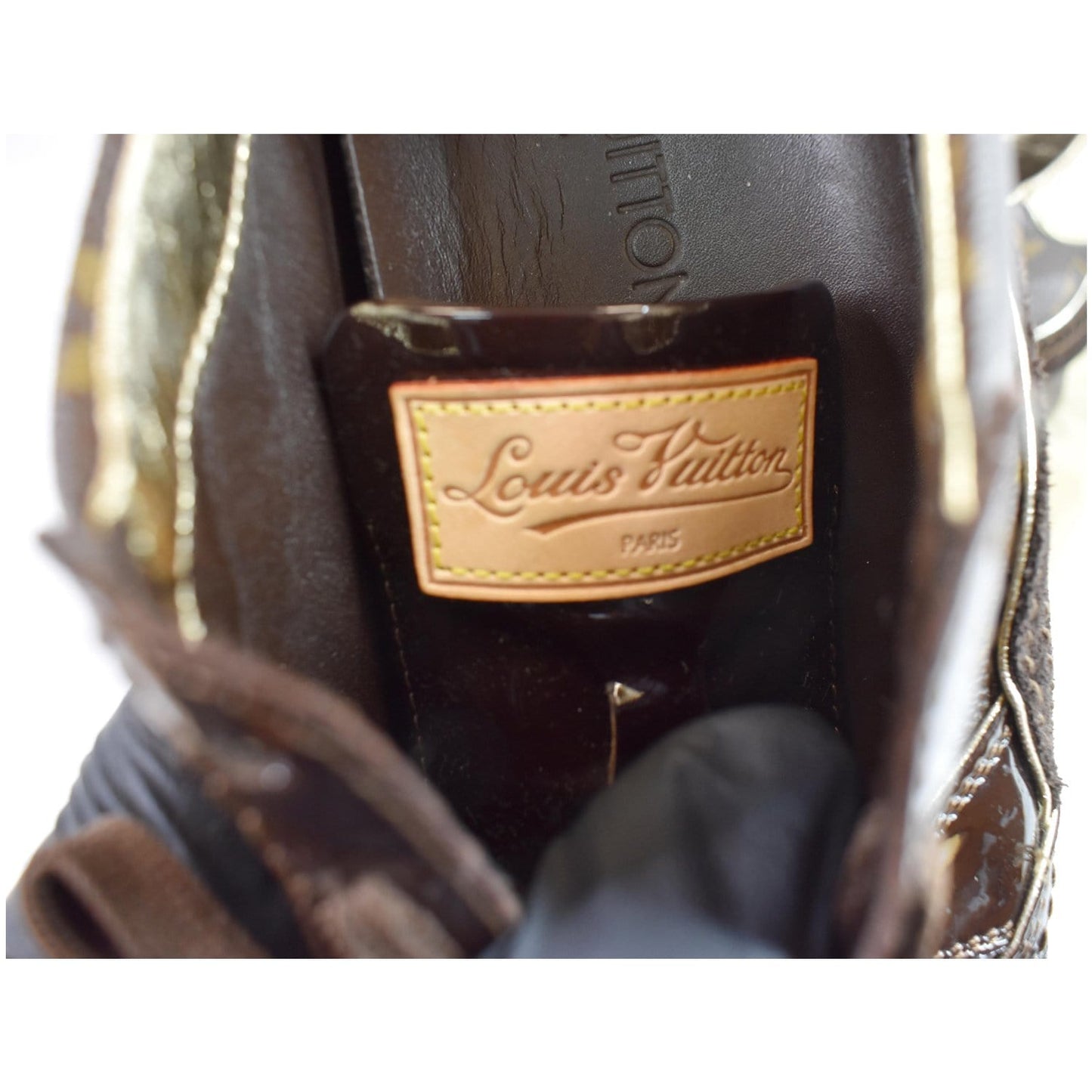 LOUIS VUITTON Monogram Patent Globe Trotter Sneakers Brown US 8