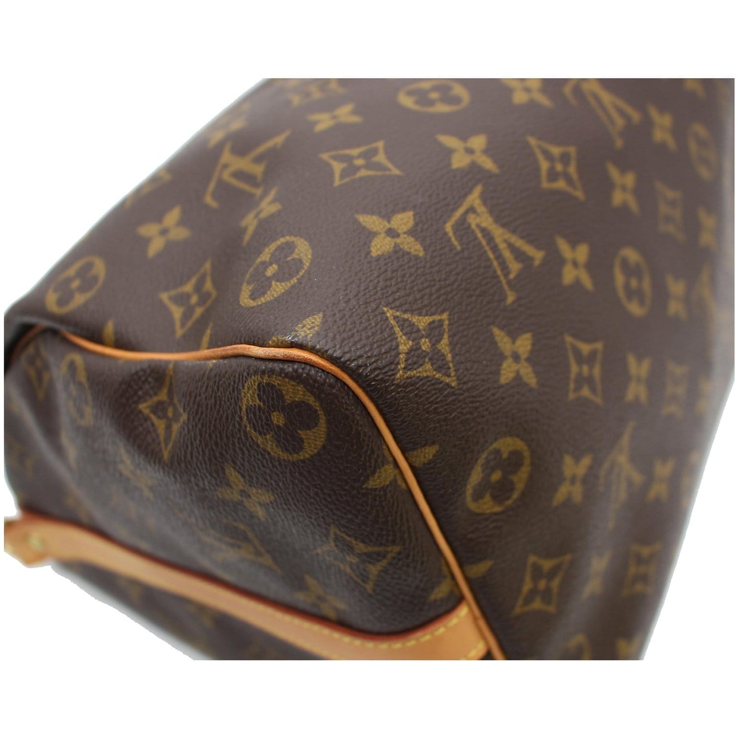LOUIS VUITTON Speedy 35 Bandouliere Monogram Canvas Satchel Bag Brown