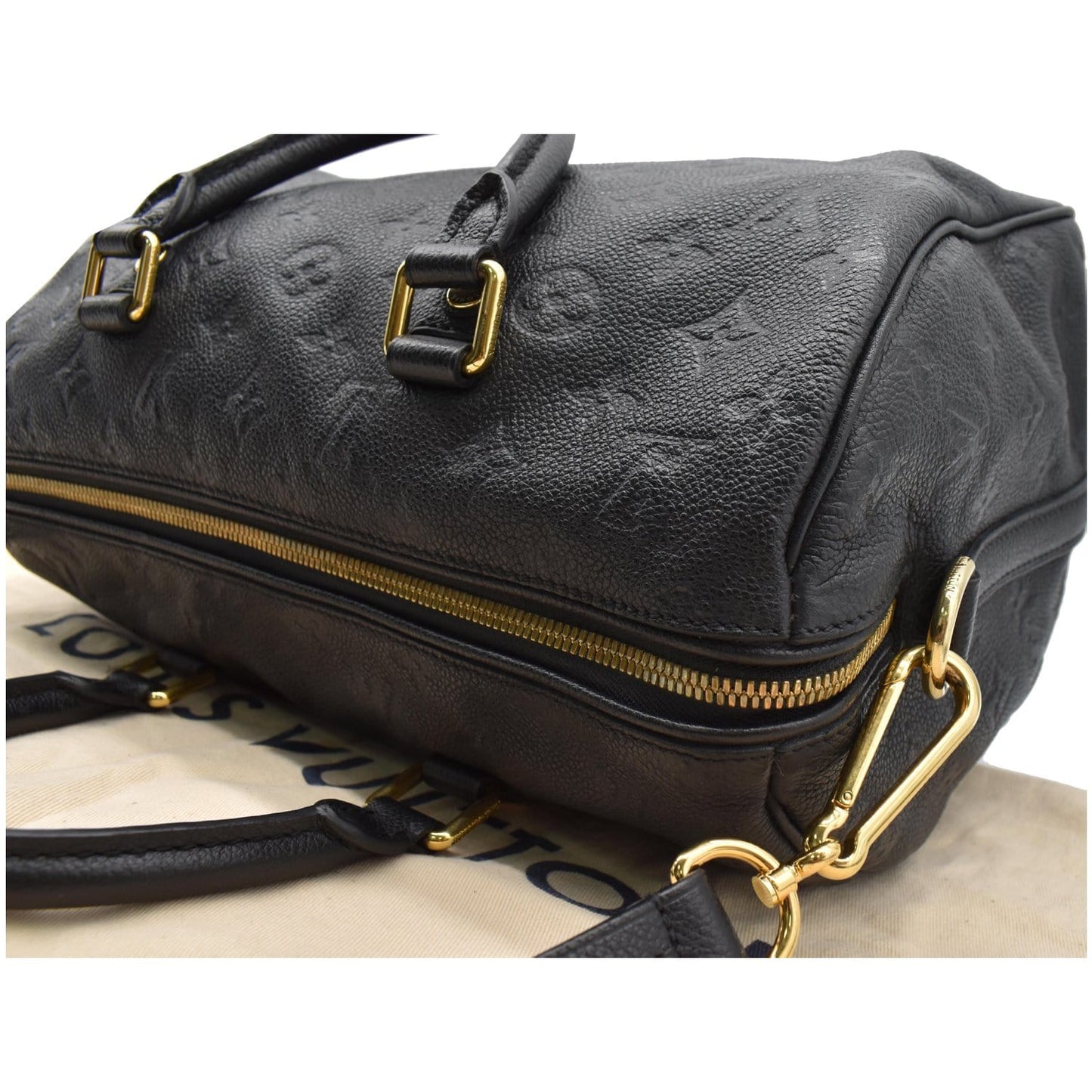 LOUIS VUITTON Speedy 30 Bandouliere Monogram Empreinte Leather Shoulder Bag Black