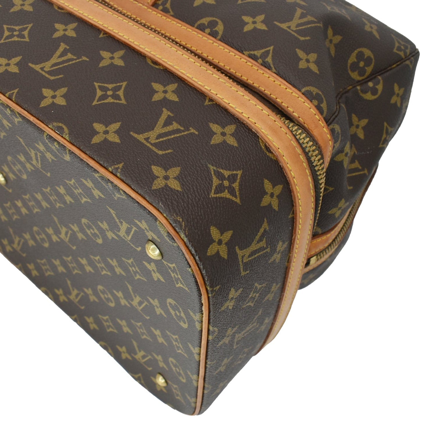 LOUIS VUITTON Vintage Sac Sport Monogram Canvas Boston Travel Bag Brown
