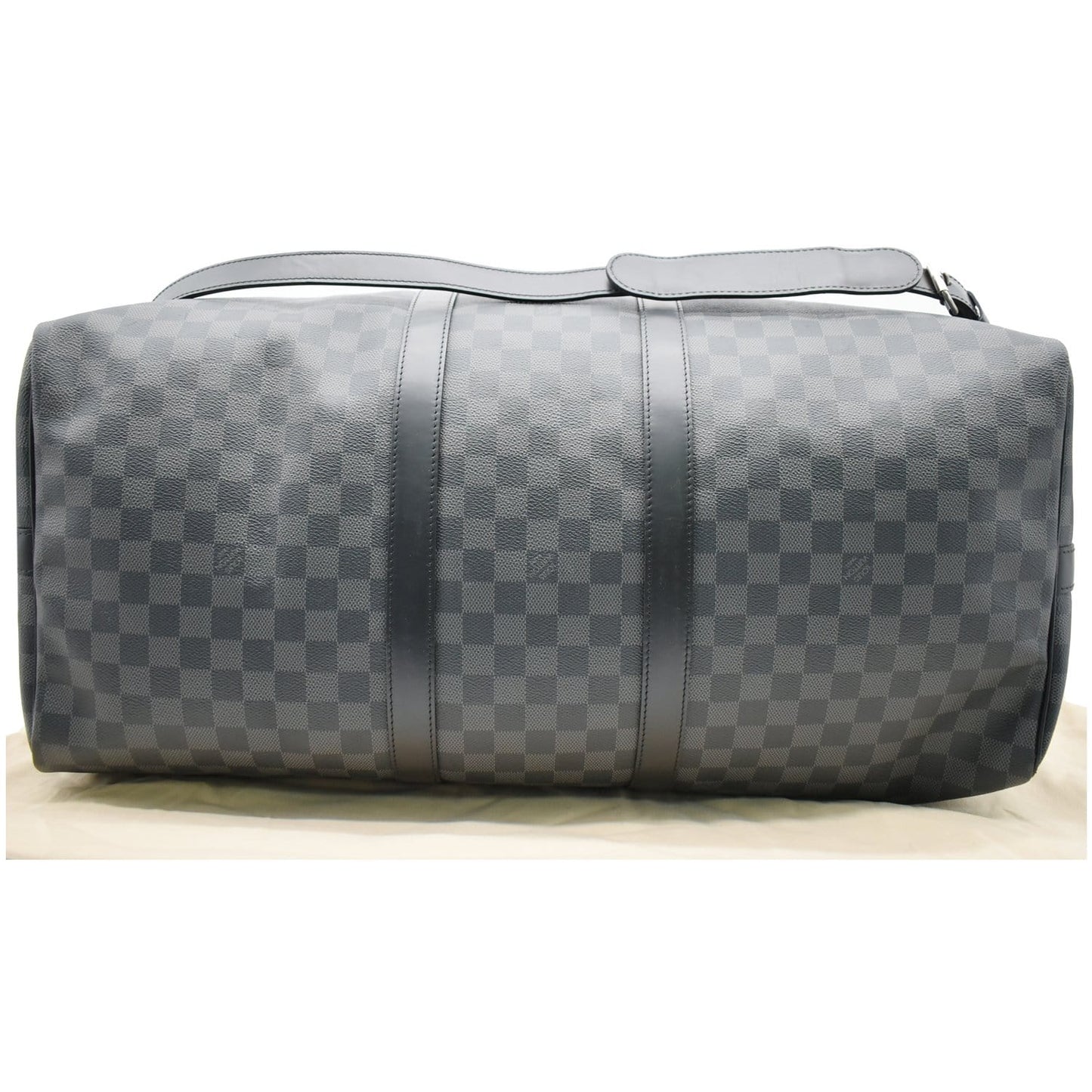LOUIS VUITTON Keepall 55 Damier Graphite Bandouliere Travel Bag Black