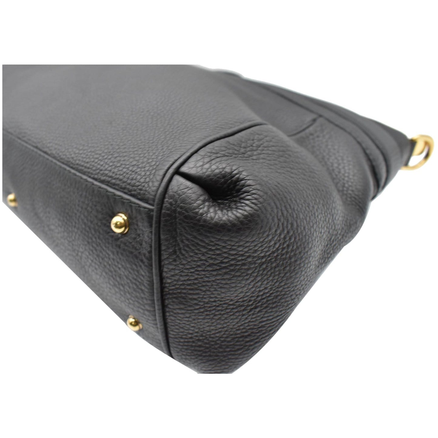 GUCCI Ride Medium Pebbled Leather Top Handle Shoulder Bag Black