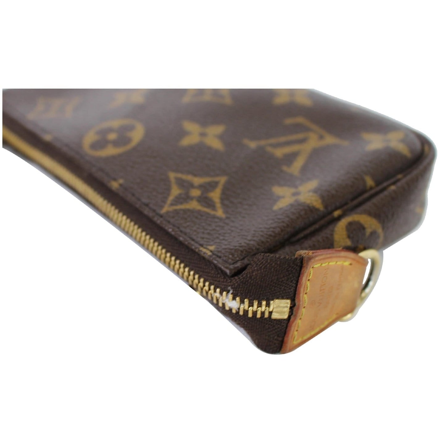 LOUIS VUITTON Mini Pochette Monogram Canvas Accessories Pouch Brown