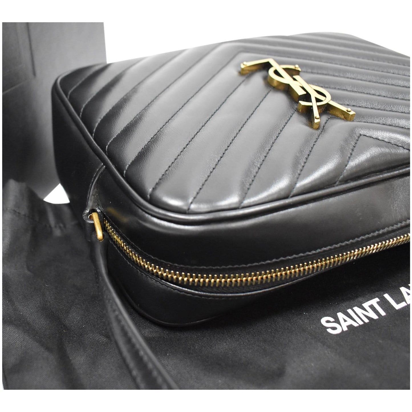 YVES SAINT LAURENT Lou Leather Camera Crossbody Bag Black