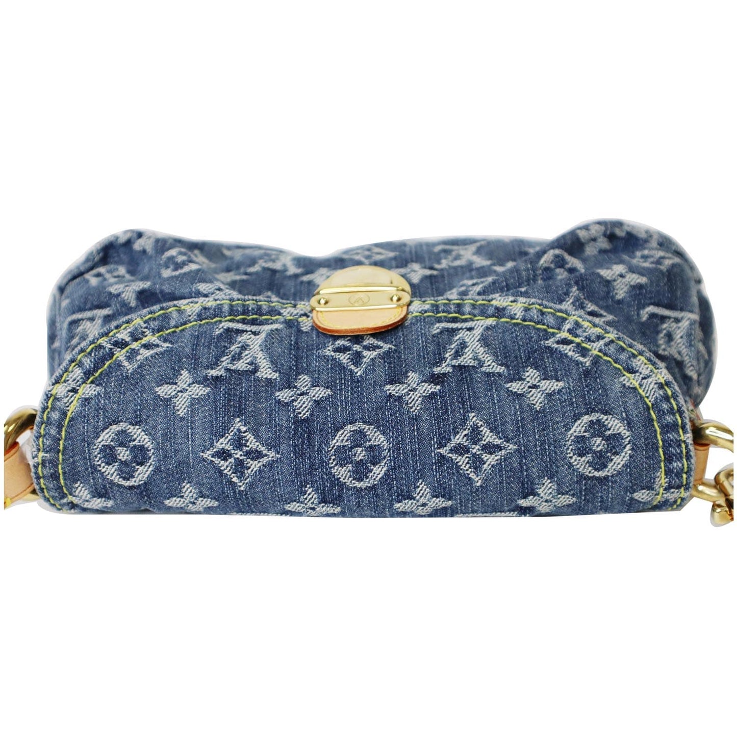 LOUIS VUITTON Mini Pleaty Monogram Denim Shoulder Handbag Blue