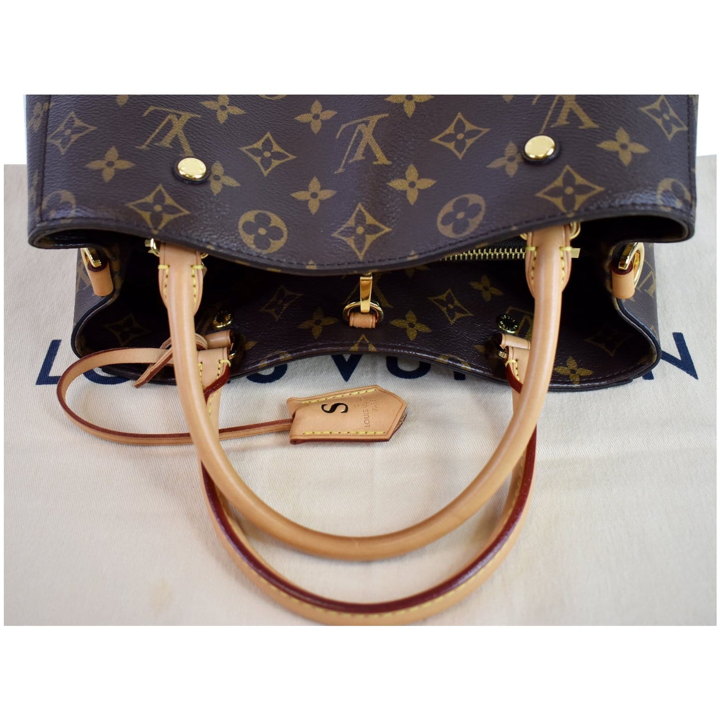 LOUIS VUITTON Montaigne MM Monogram Canvas Shoulder Bag Brown