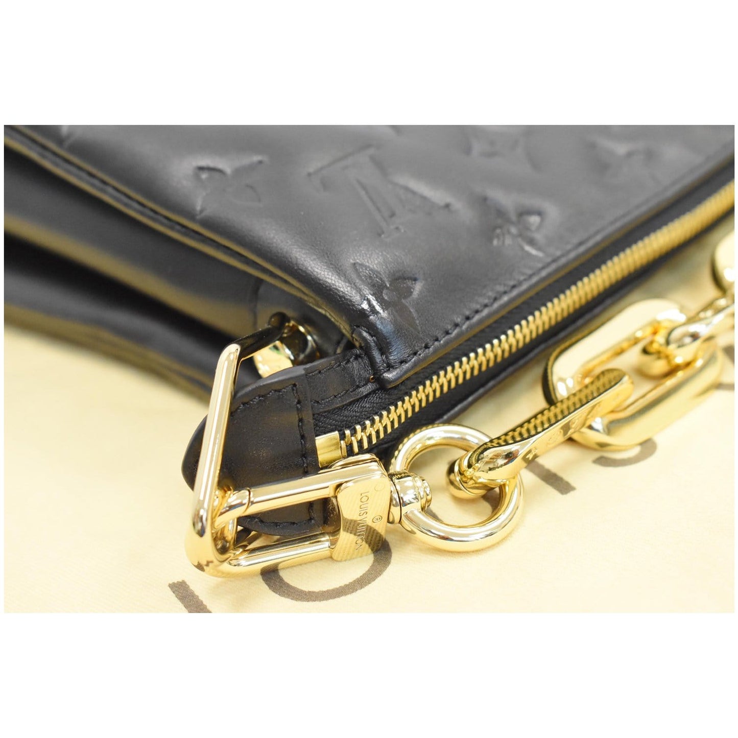 LOUIS VUITTON Coussin MM Monogram Embossed Shoulder Bag Black