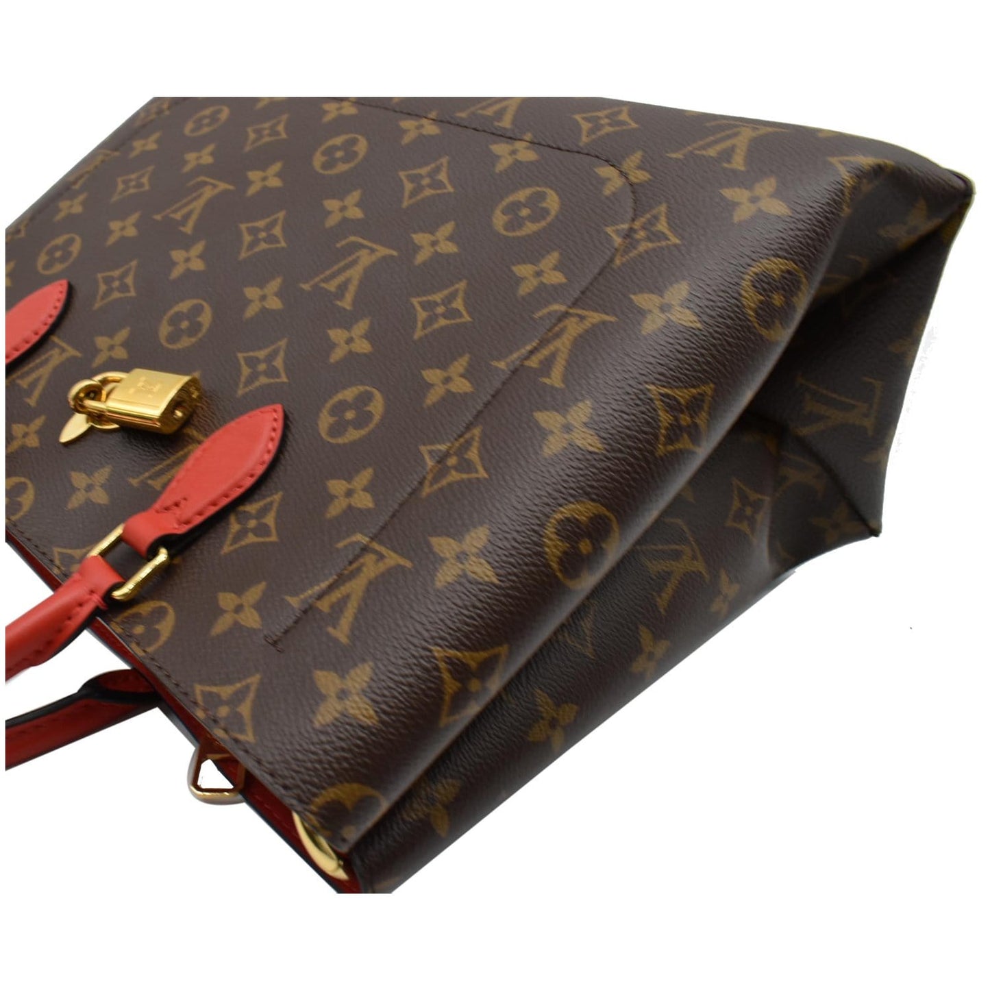 LOUIS VUITTON Flower Monogram Canvas Tote Bag Red