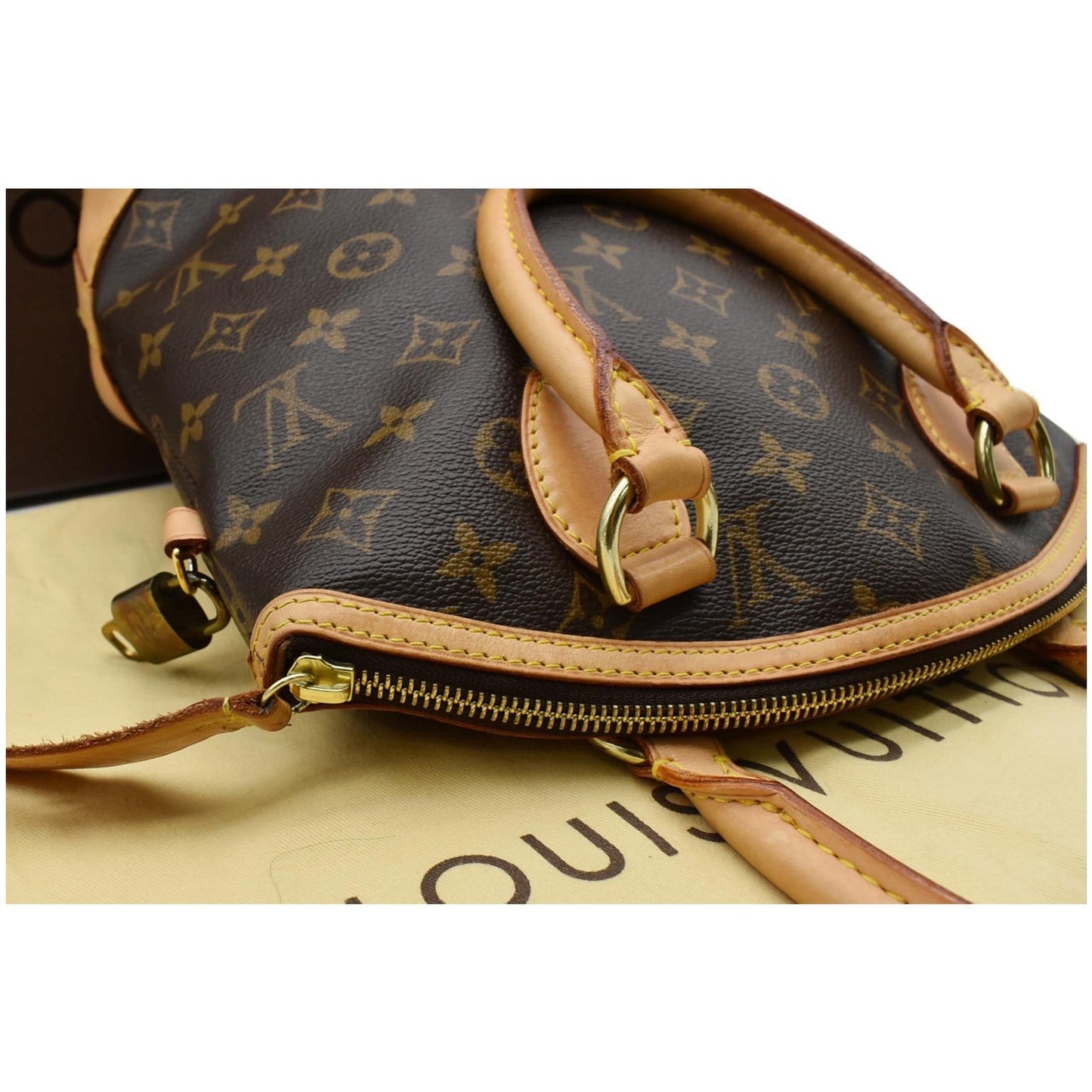 LOUIS VUITTON Lockit Vertical PM Monogram Canvas Tote Bag Brown