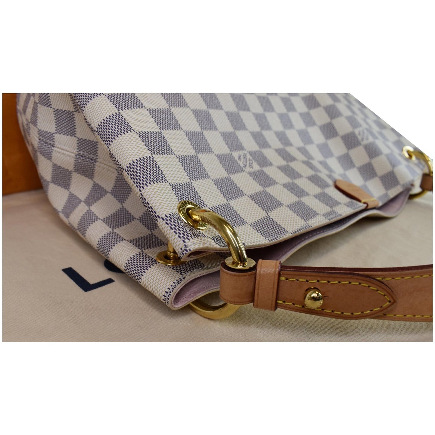 LOUIS VUITTON Graceful PM Damier Azur Shoulder Bag White