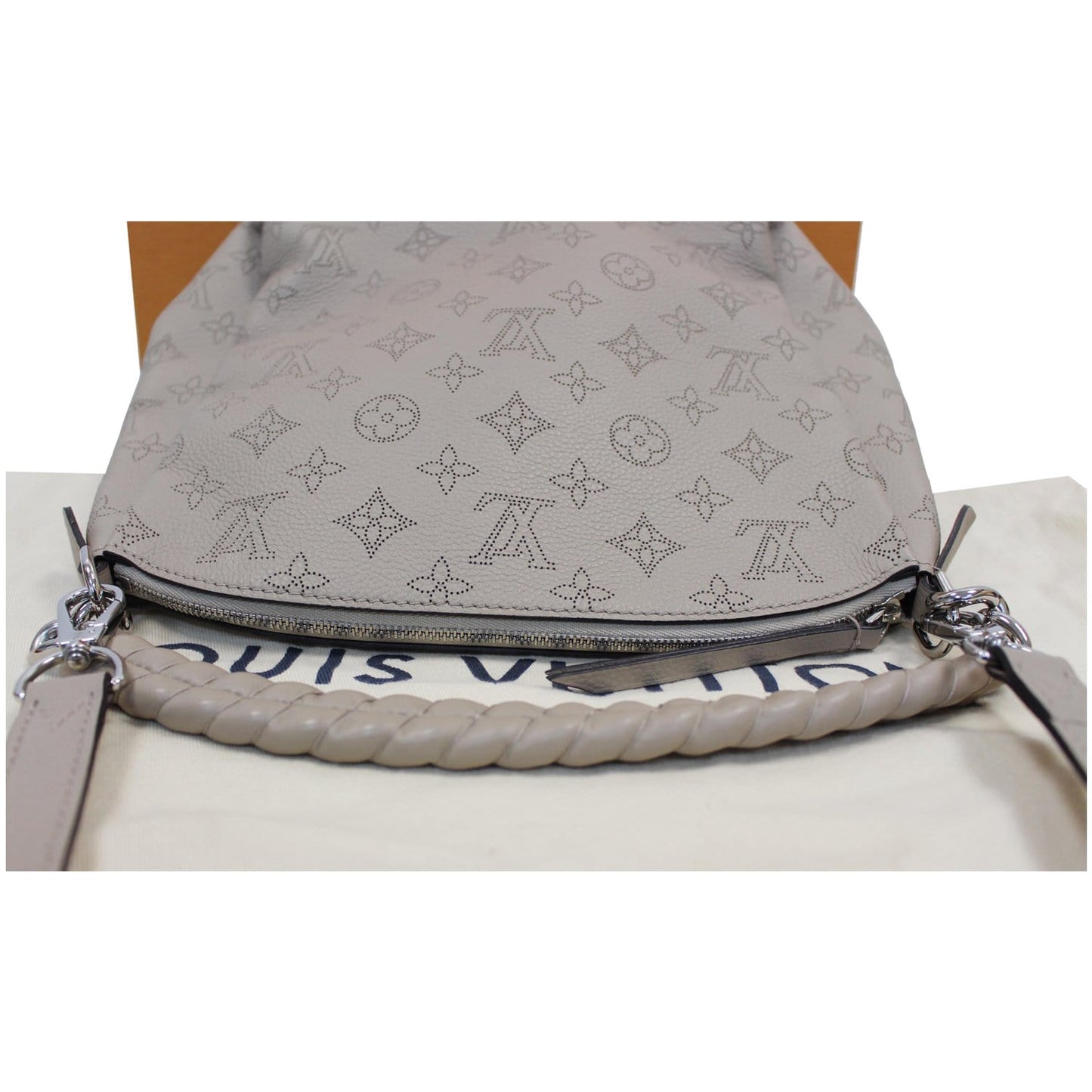 LOUIS VUITTON Mahina Babylone Chain BB Leather Shoulder Bag Galet