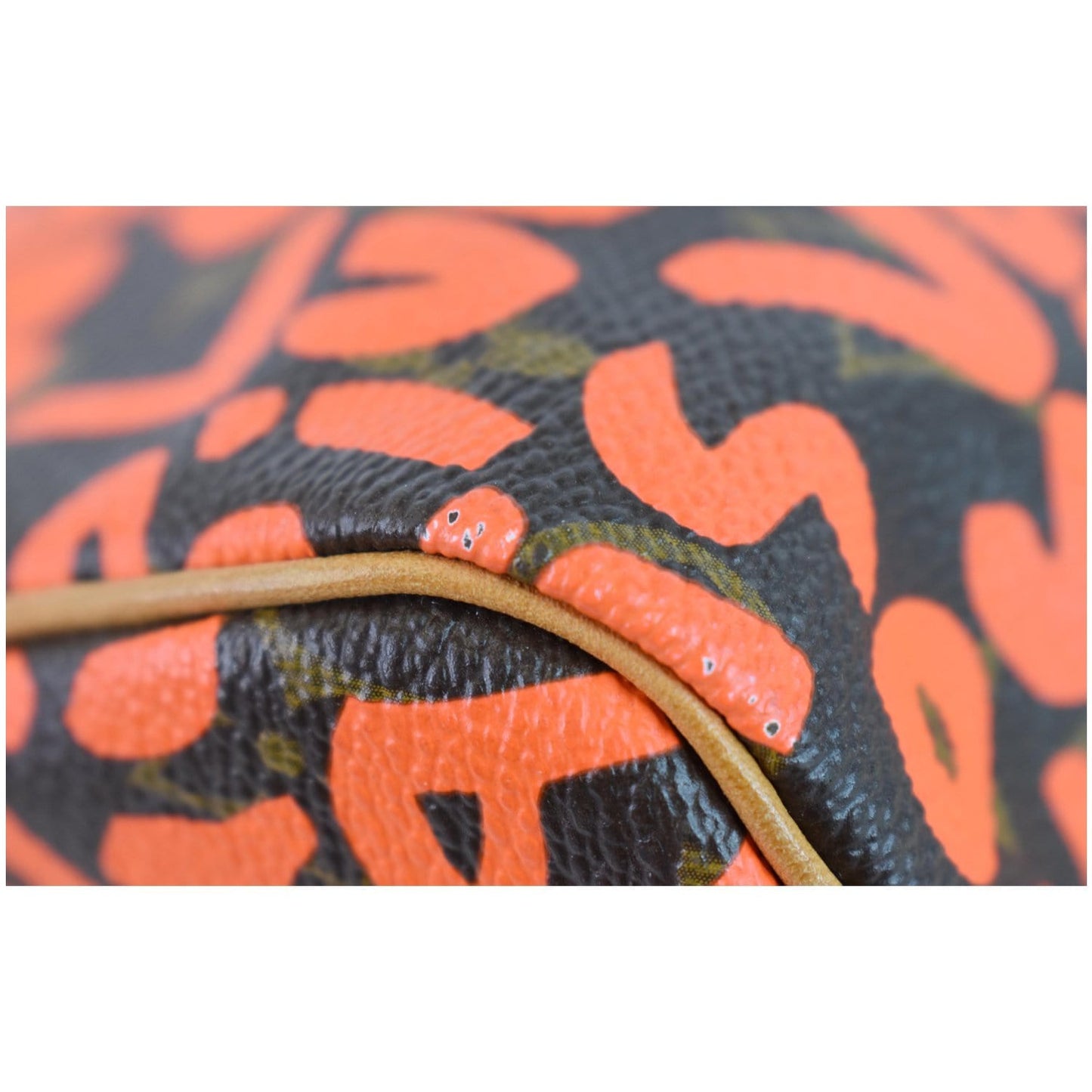 LOUIS VUITTON Speedy 30 Graffiti Monogram Satchel Bag Orange